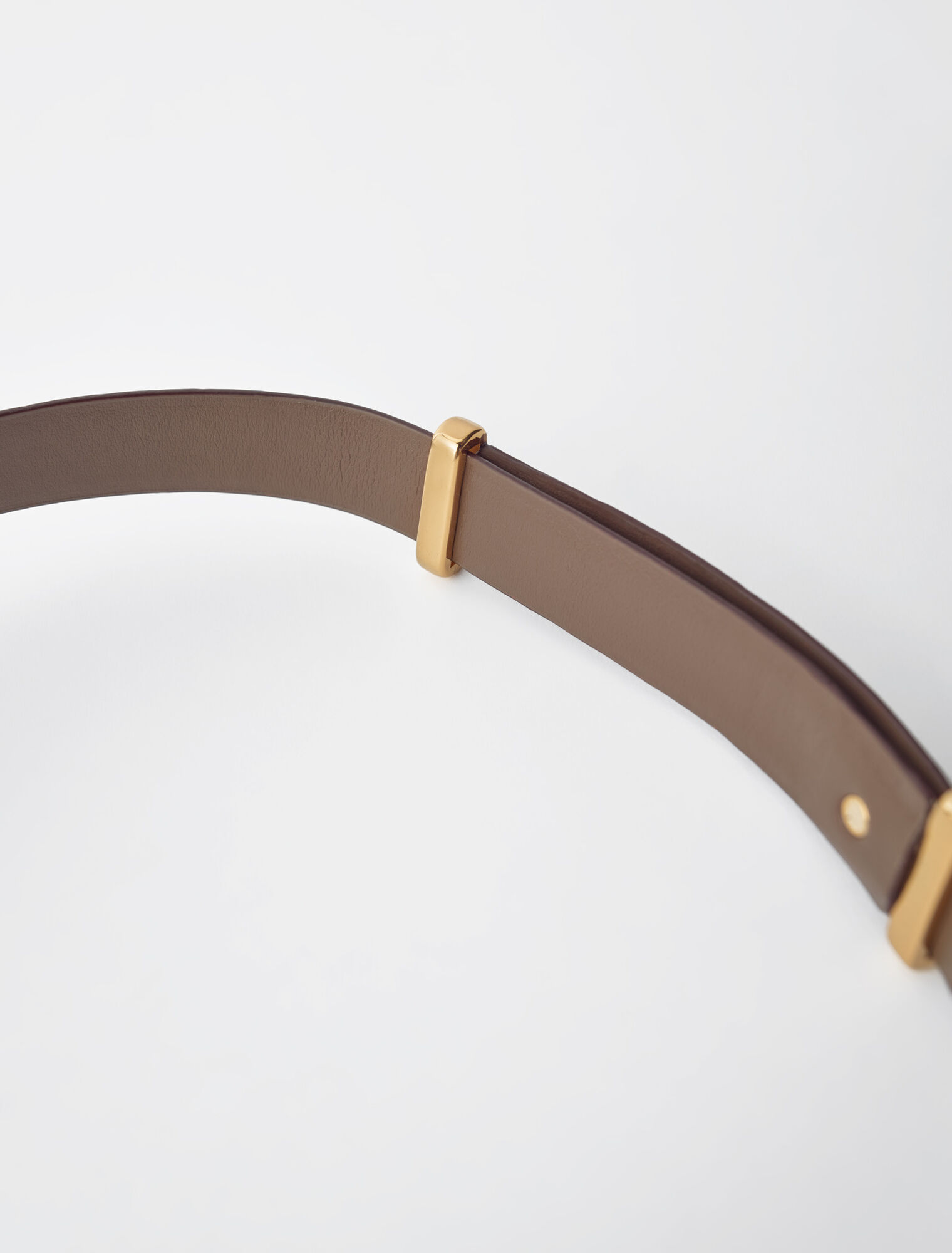 Embossed leather and lion horsebit belt
