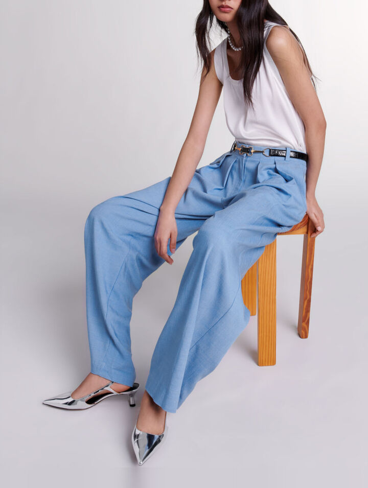 Wide-leg suit trousers with pleats 