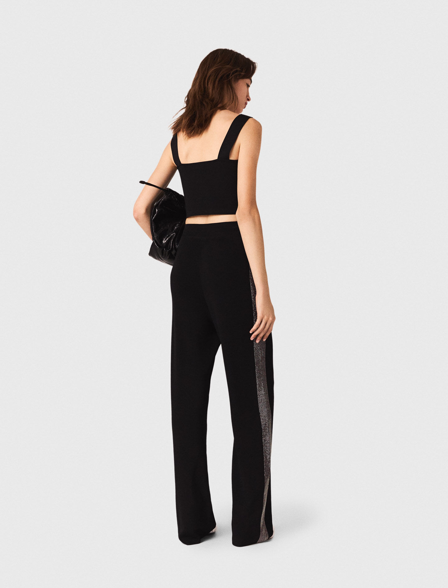 Knitted crop top with straps Black / Gray For Women | Maje