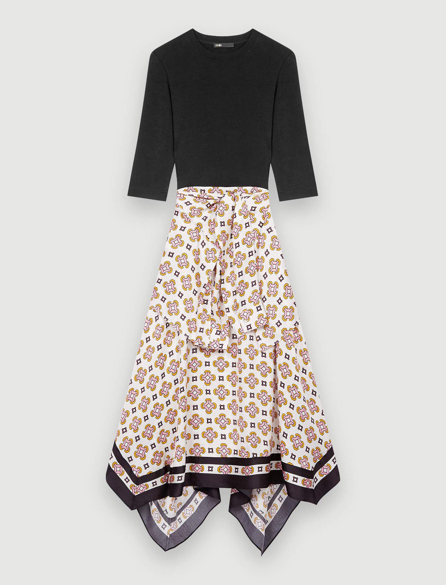 Printed viscose trompe l oeil dress