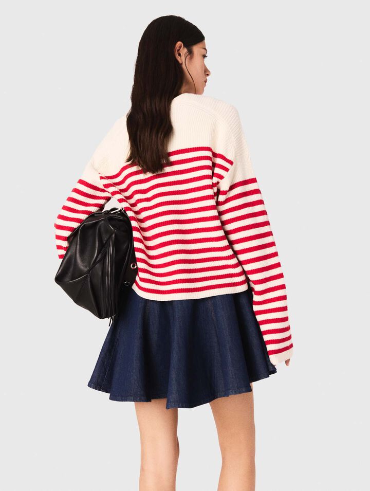 Striped rib knit jumper