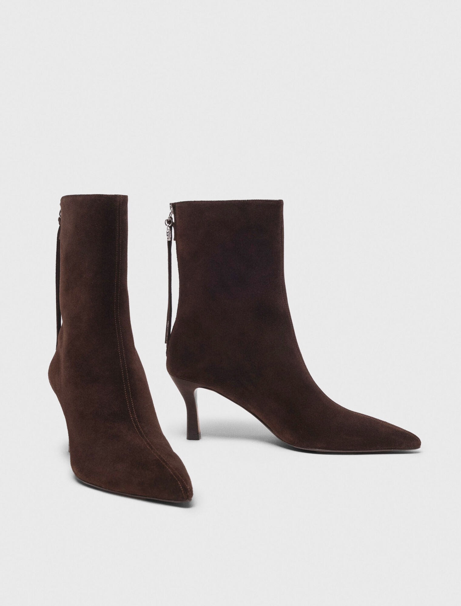 Chocolate Brown zipped suede ankle boots