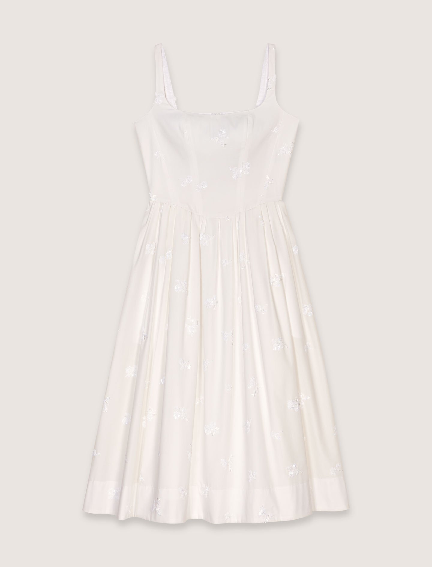 Embroidered cotton midi dress White For Women | Maje
