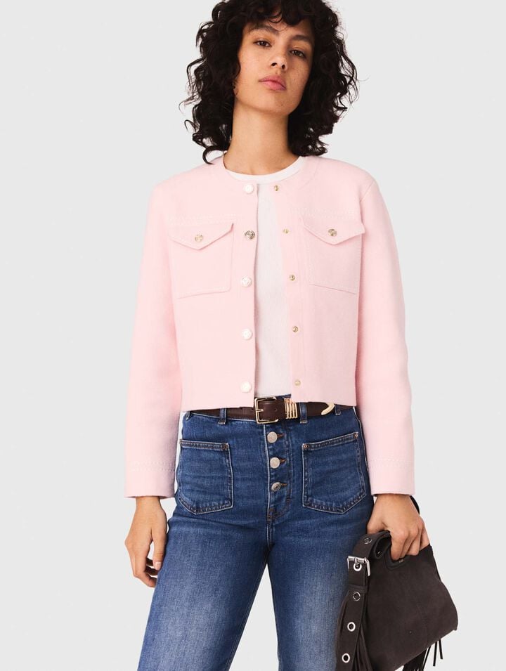 Topstitched cropped cardigan