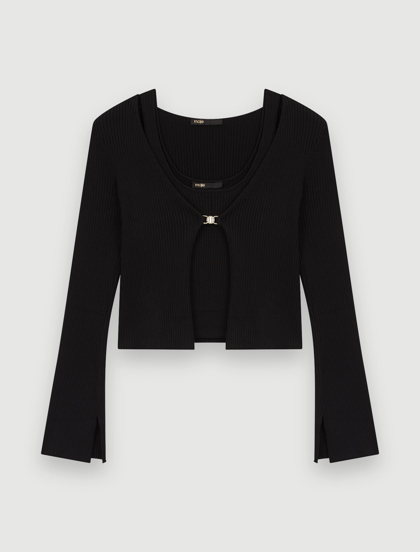 Stretch knit twin set Black / Gray For Women | Maje