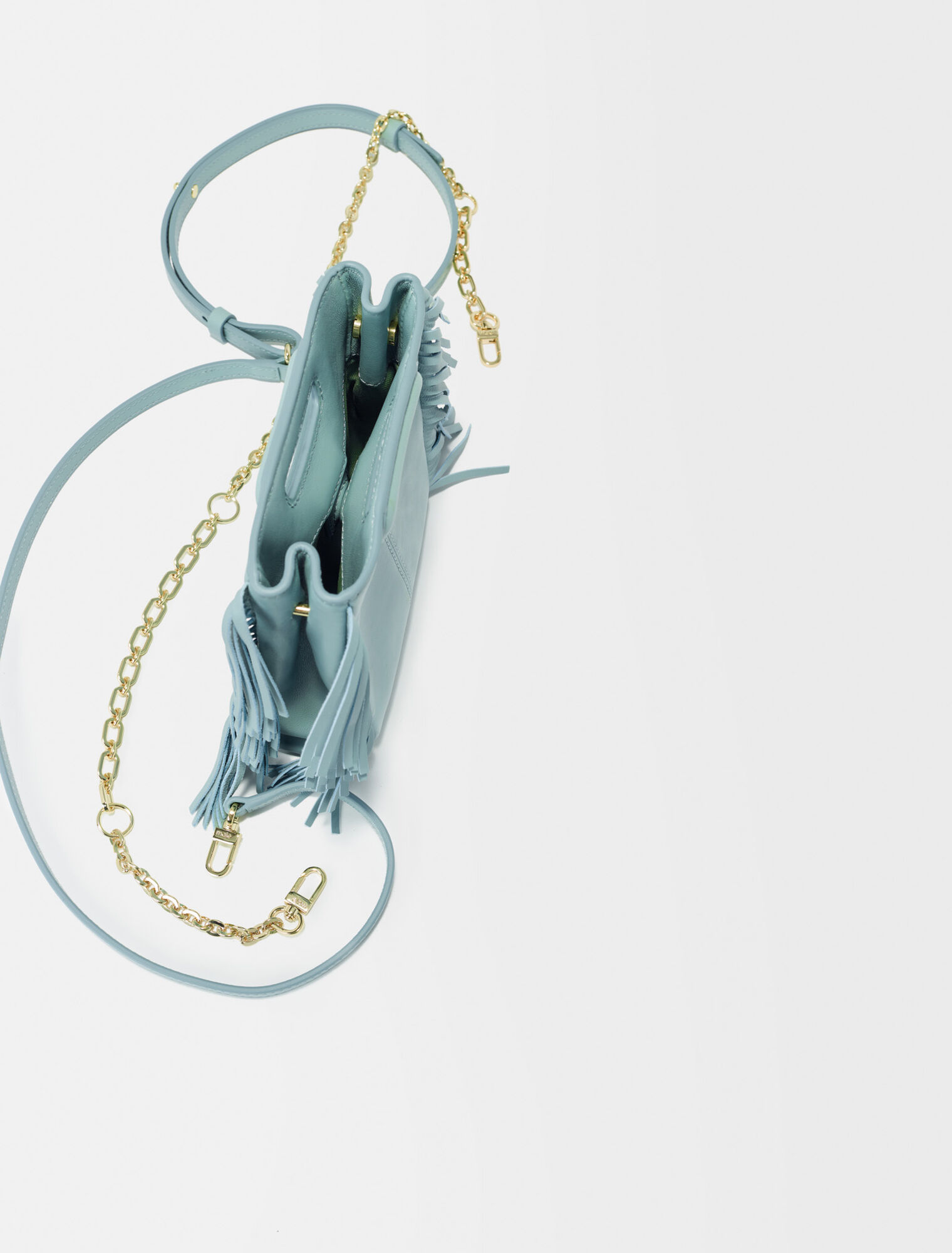 Leather mini M bag with chain