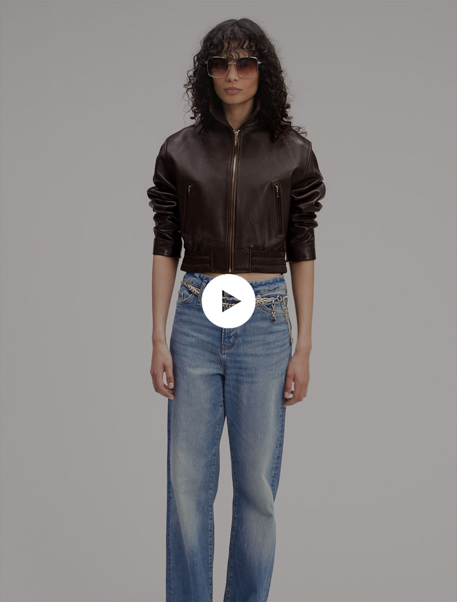 Vintage leather cropped jacket