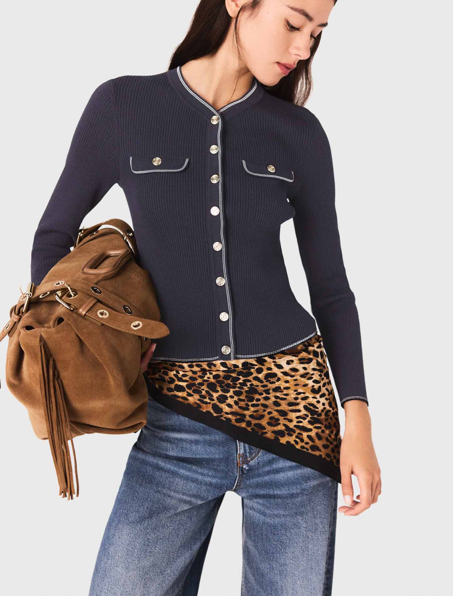 Ribbed knit cardigan