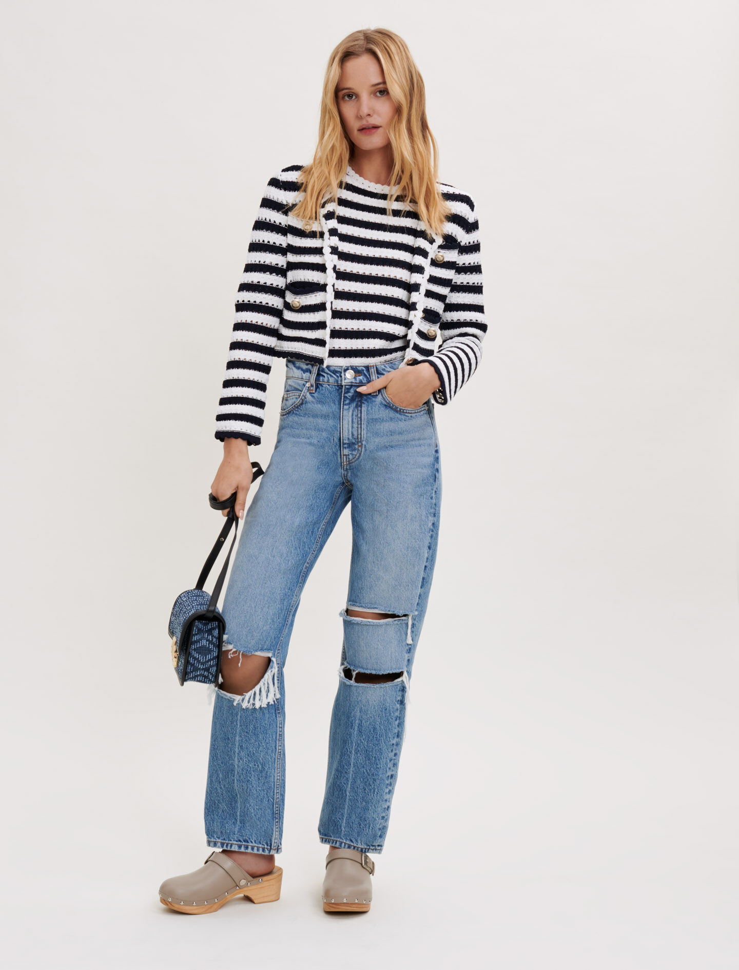 Maje Loose-fitting ripped jeans