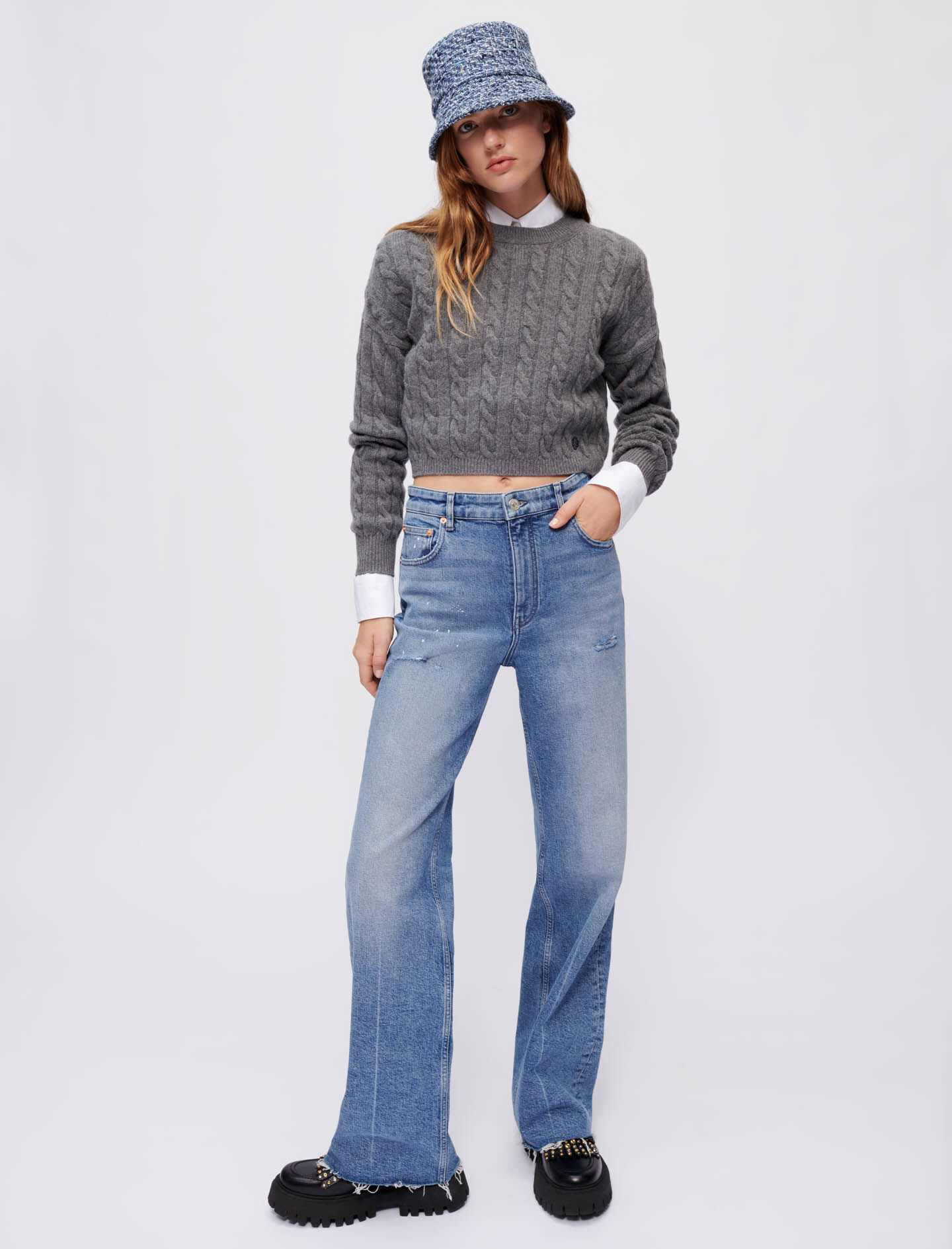 Maje High-waisted straight-cut jeans