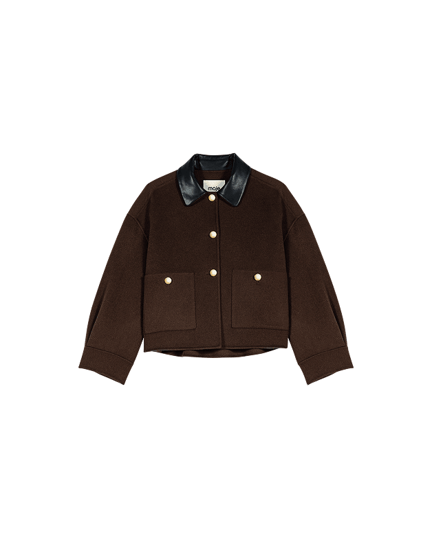 Veste courte en laine et dos plissé