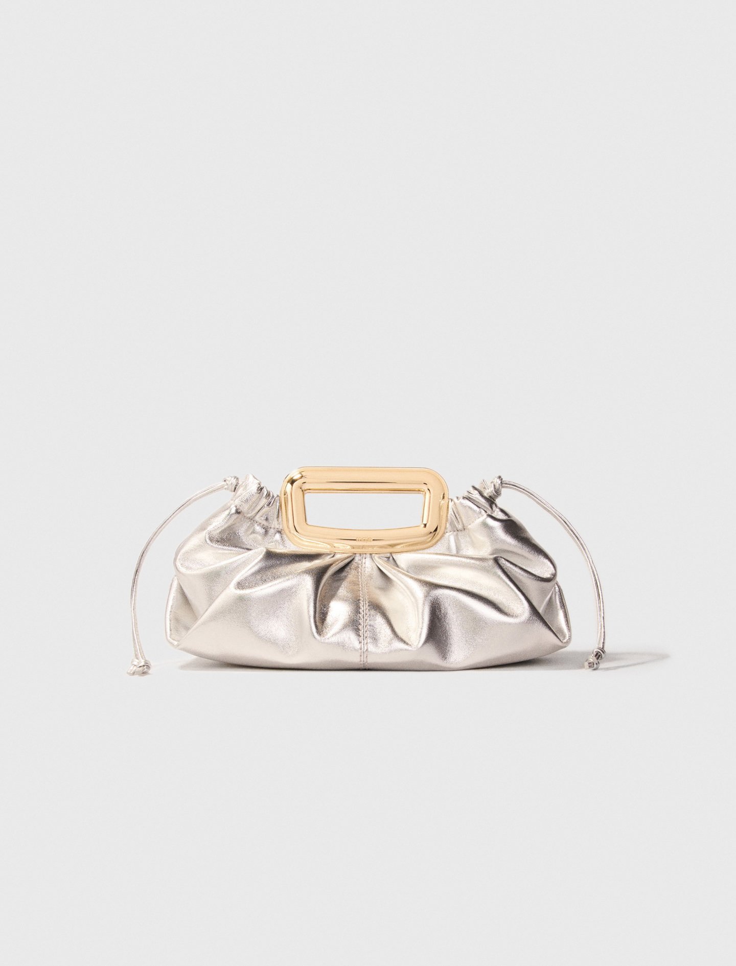 Woman's leather Leather metal handle clutch for Spring/Summer, size One Size, in color Silver / Grey