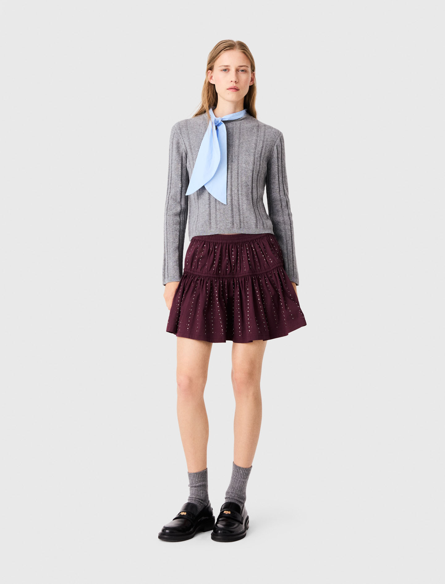 Removable Poplin Collar Sweater