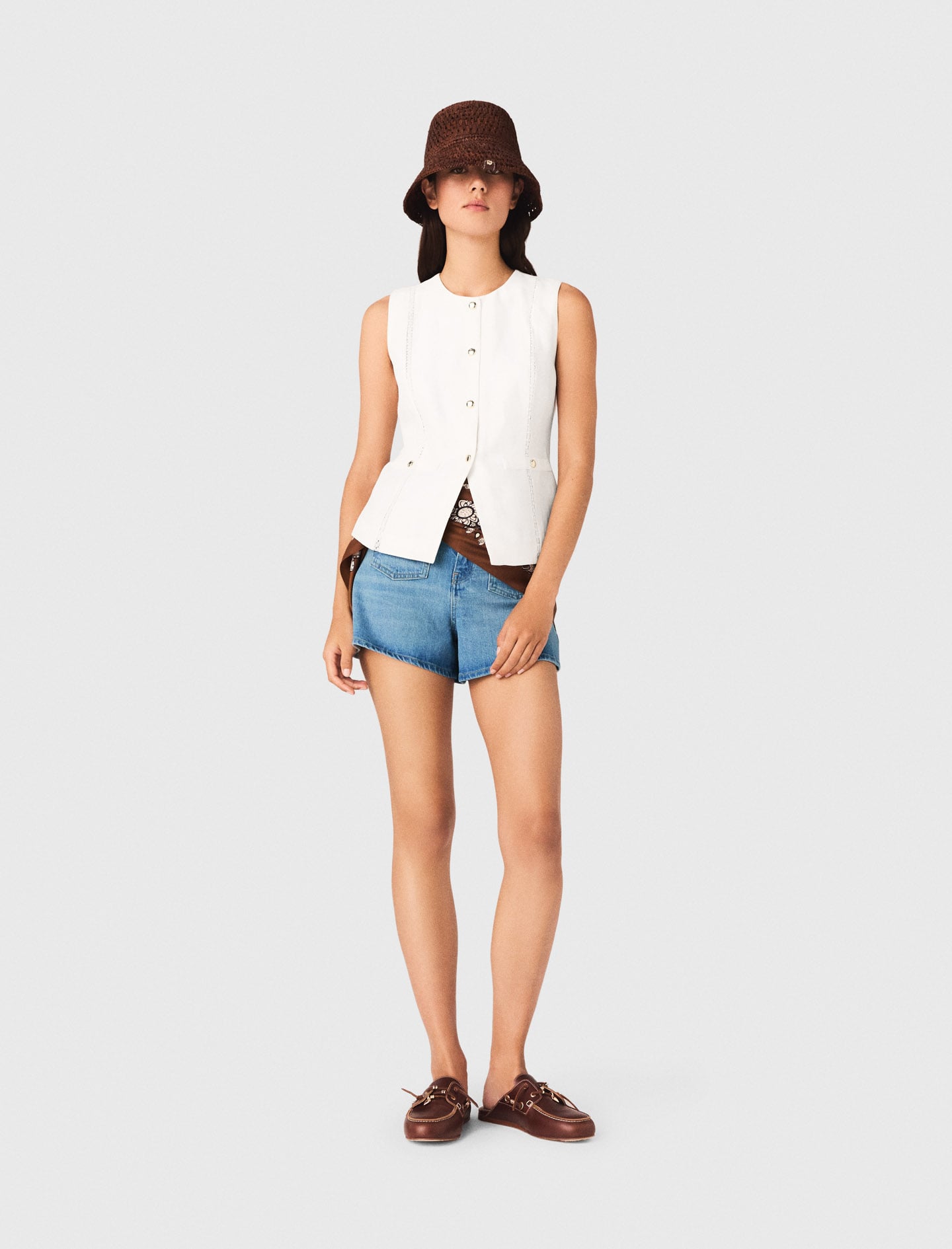 Maje Embroidered linen-blend jacket