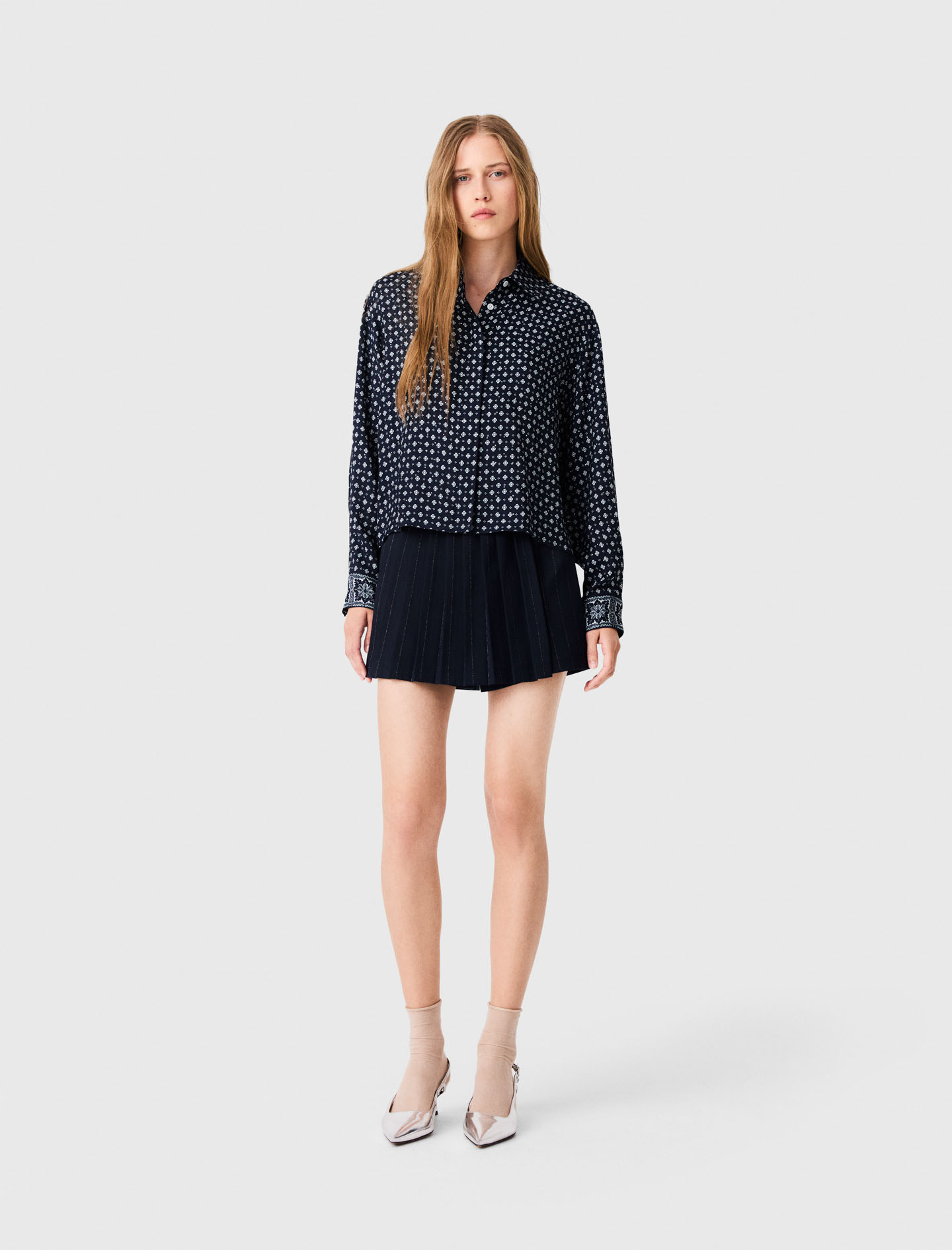 Patterned Rhinestone Shirt