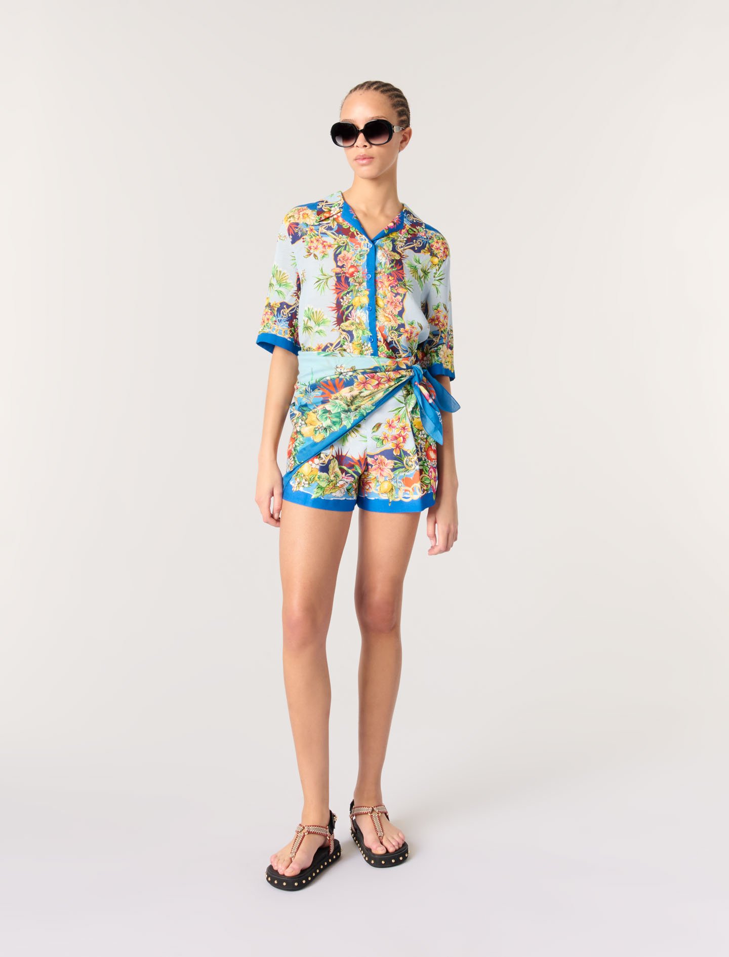 Woman's viscose Patterned shorts for Spring/Summer, size Medium, in color Multicolor floral print /