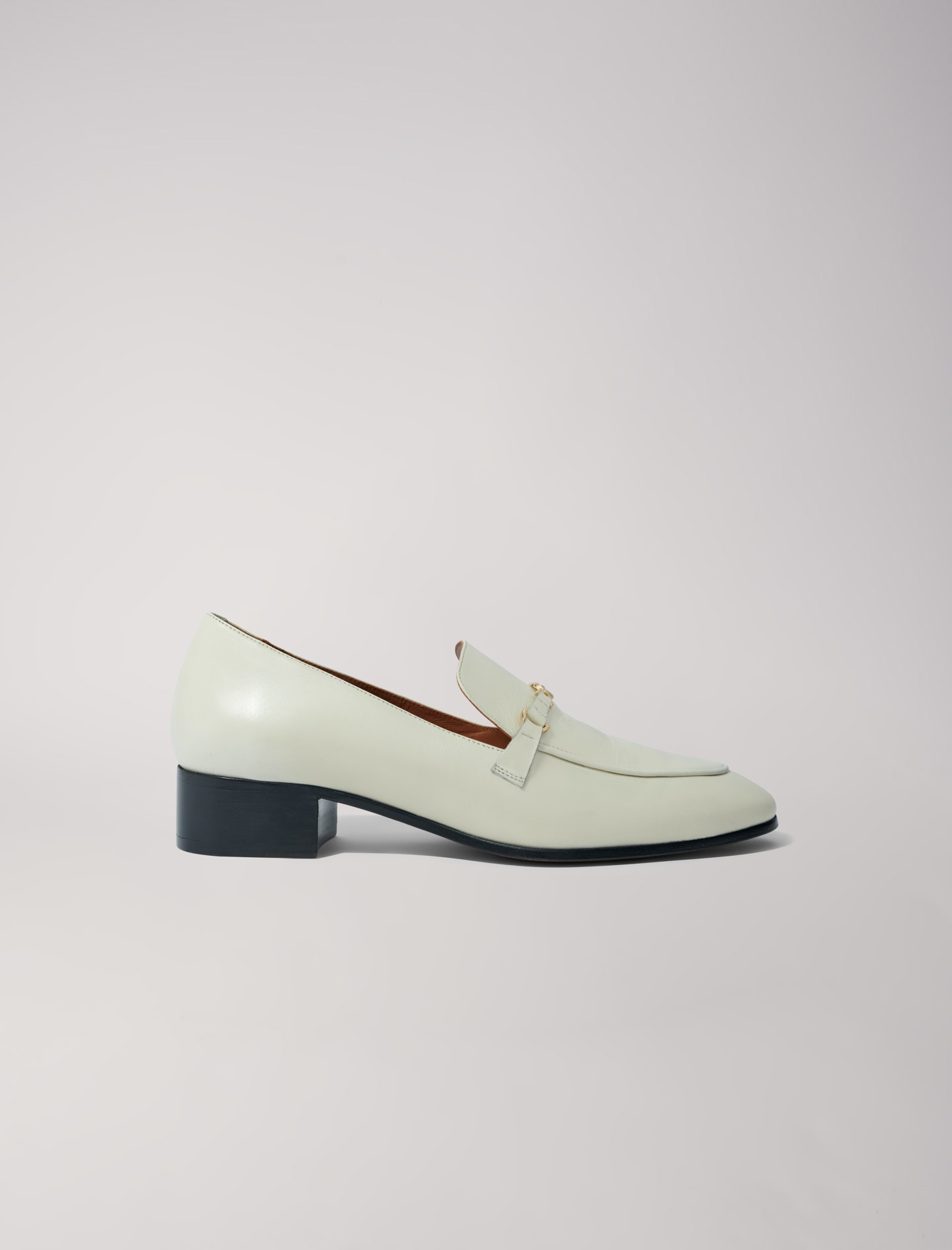 Maje Woman's leather Leather loafers for Spring/Summer, in color Ecru / Beige