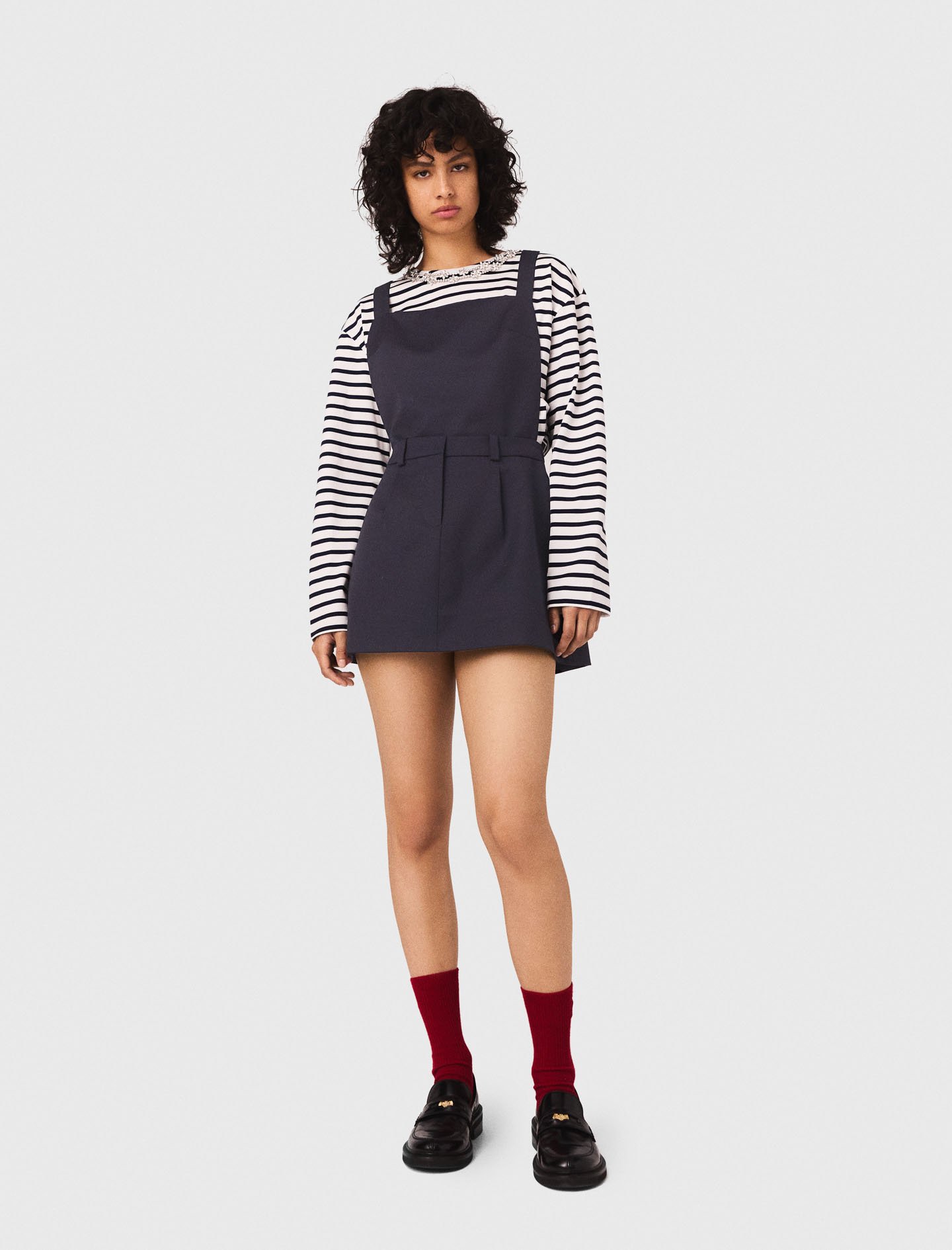 Woman's polyester Pinafore strap dress for Fall/Winter, size Extra Small, in color Navy / Blue