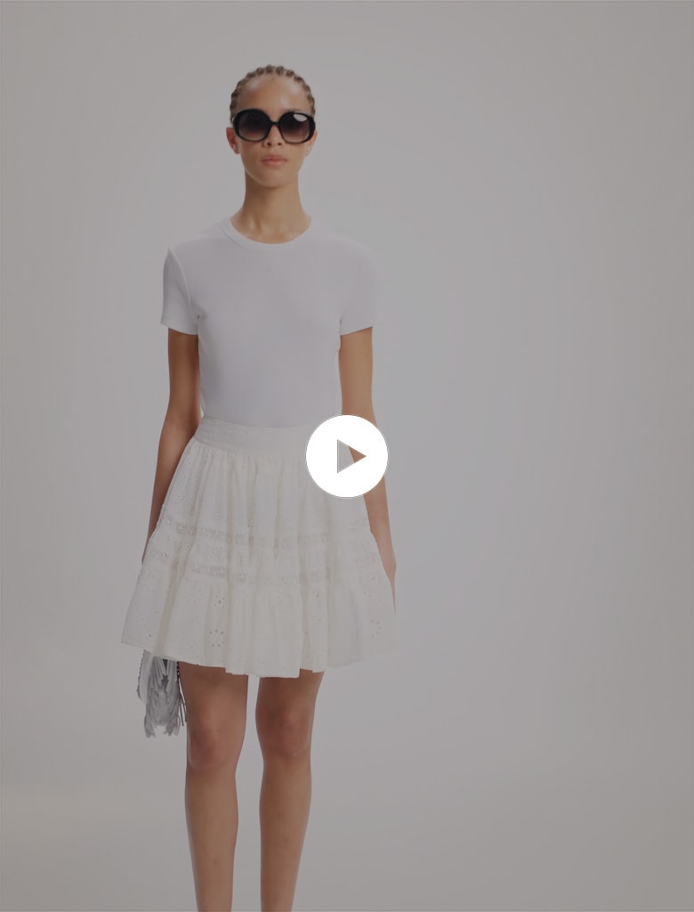 Maje Short Embroidered Skirt In White