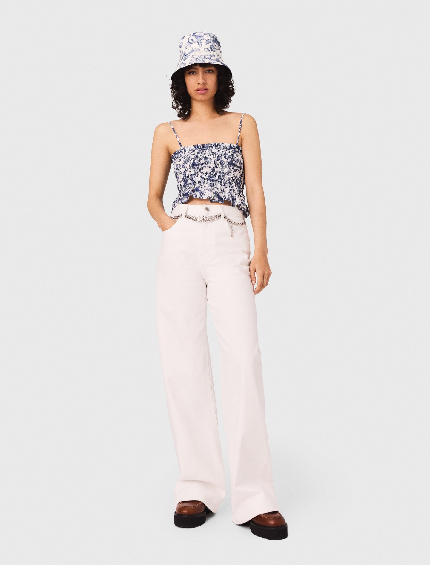 Maje Woman's cotton High-waisted wide-leg jeans for Fall/Winter, in color White / White