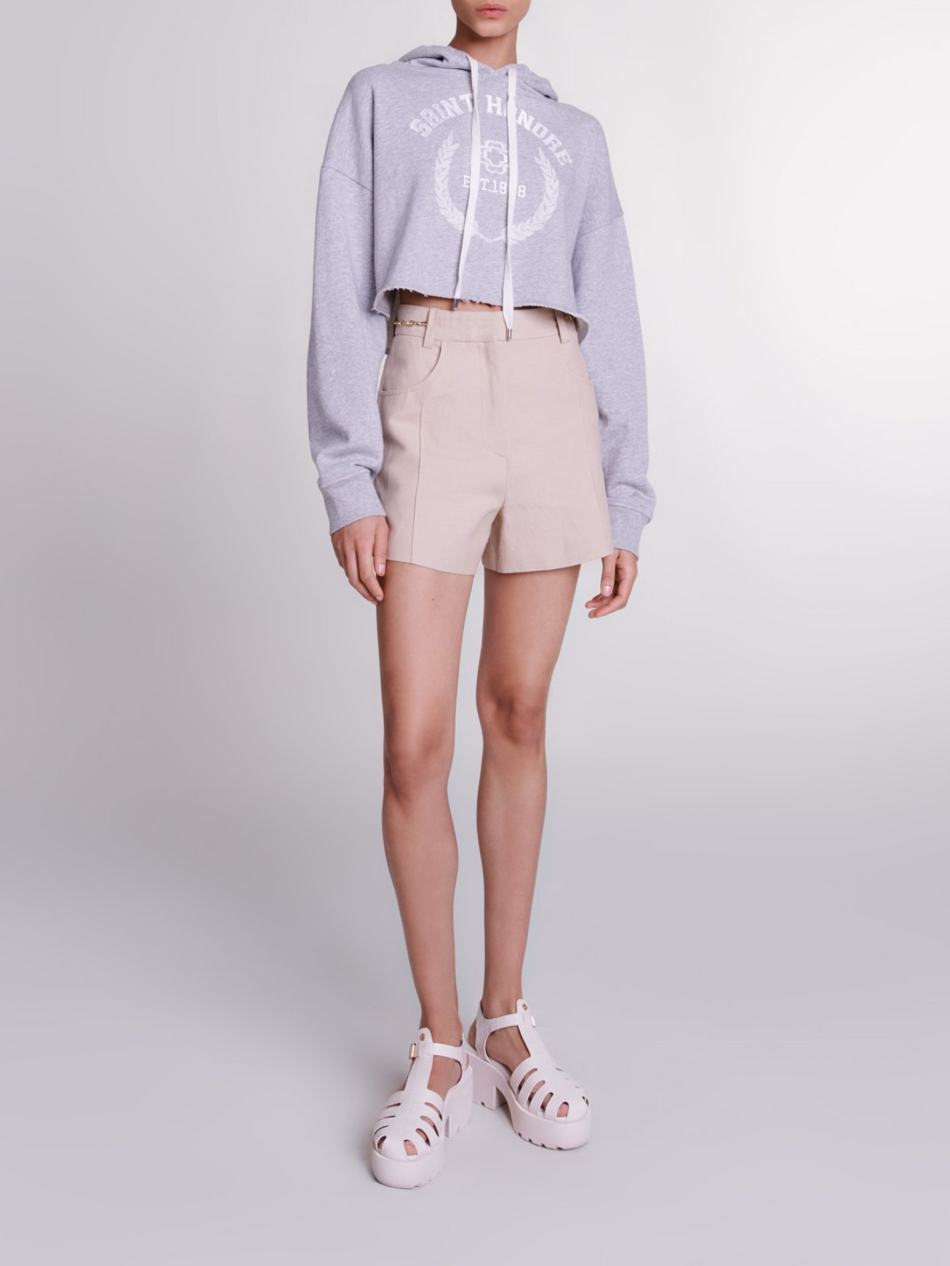 Maje Woman's linen Linen shorts for Spring/Summer, in color Sand Beige /