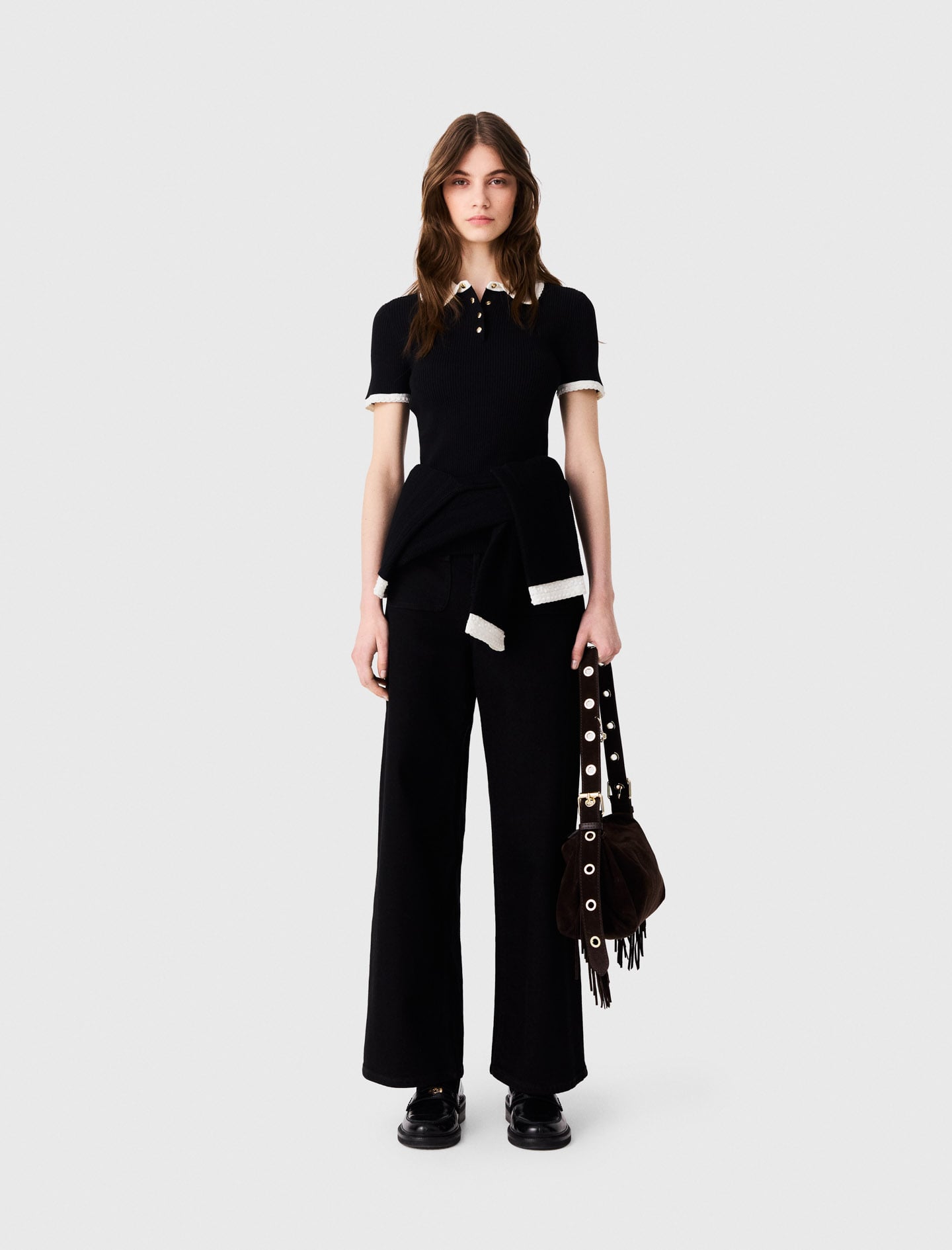 Maje Short-sleeved Polo Shirt In Black