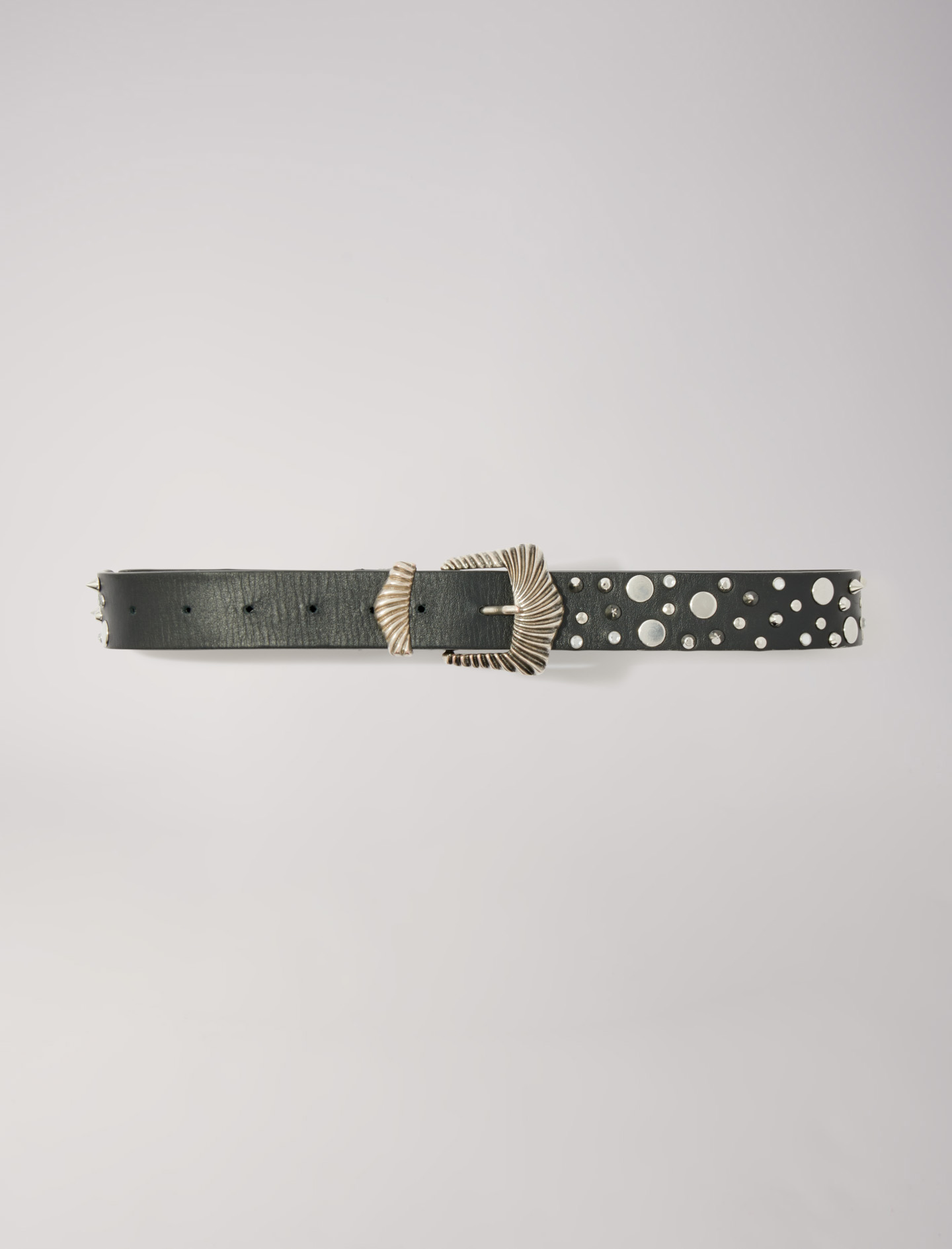 Mixte's polyurethane Coating: Studded belt for Fall/Winter, size Mixte-Belts-US L / FR 3, in color Black / Black