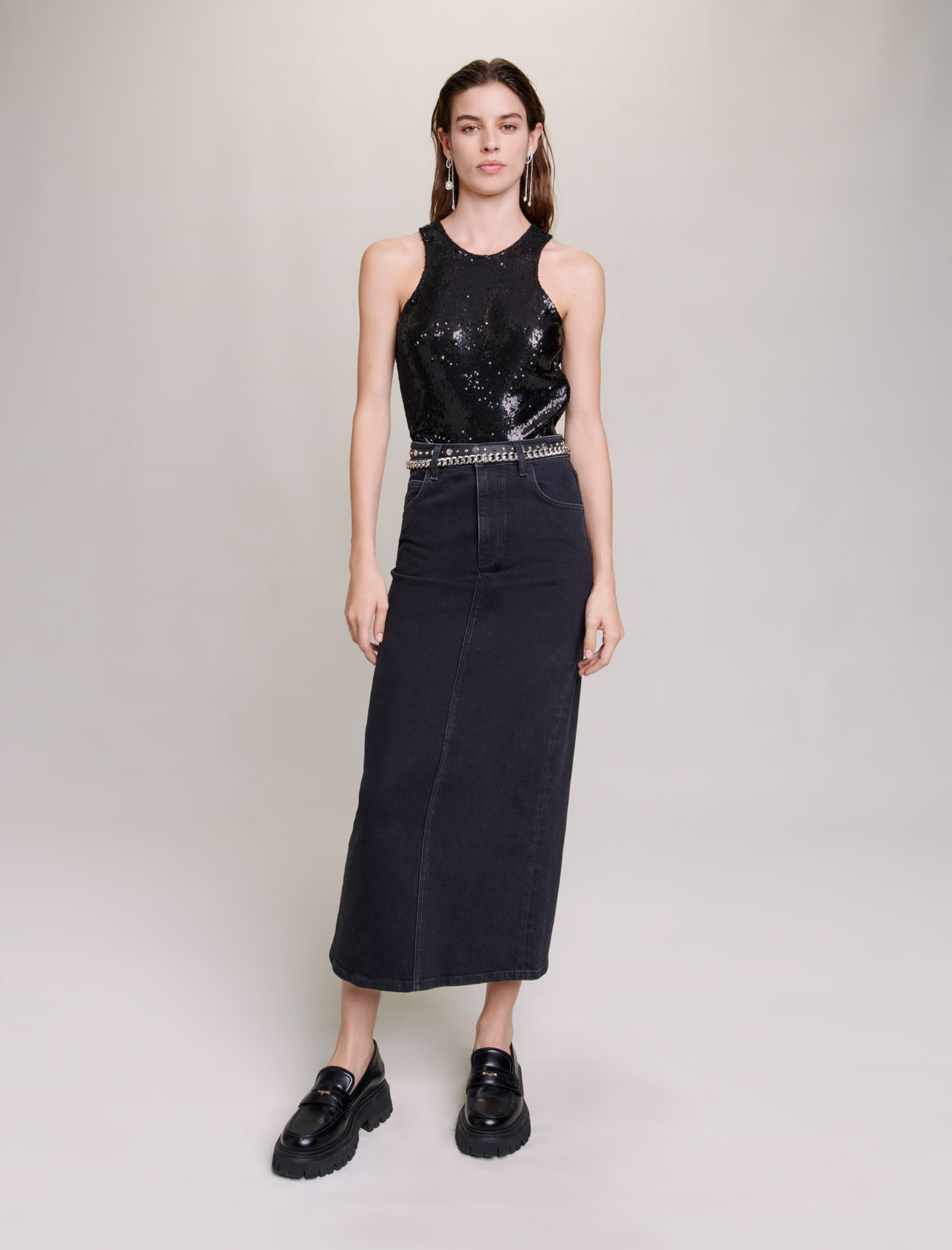 Maje Woman's polyamide Sequins: 123LICHIC for Fall/Winter, in color Black / Black