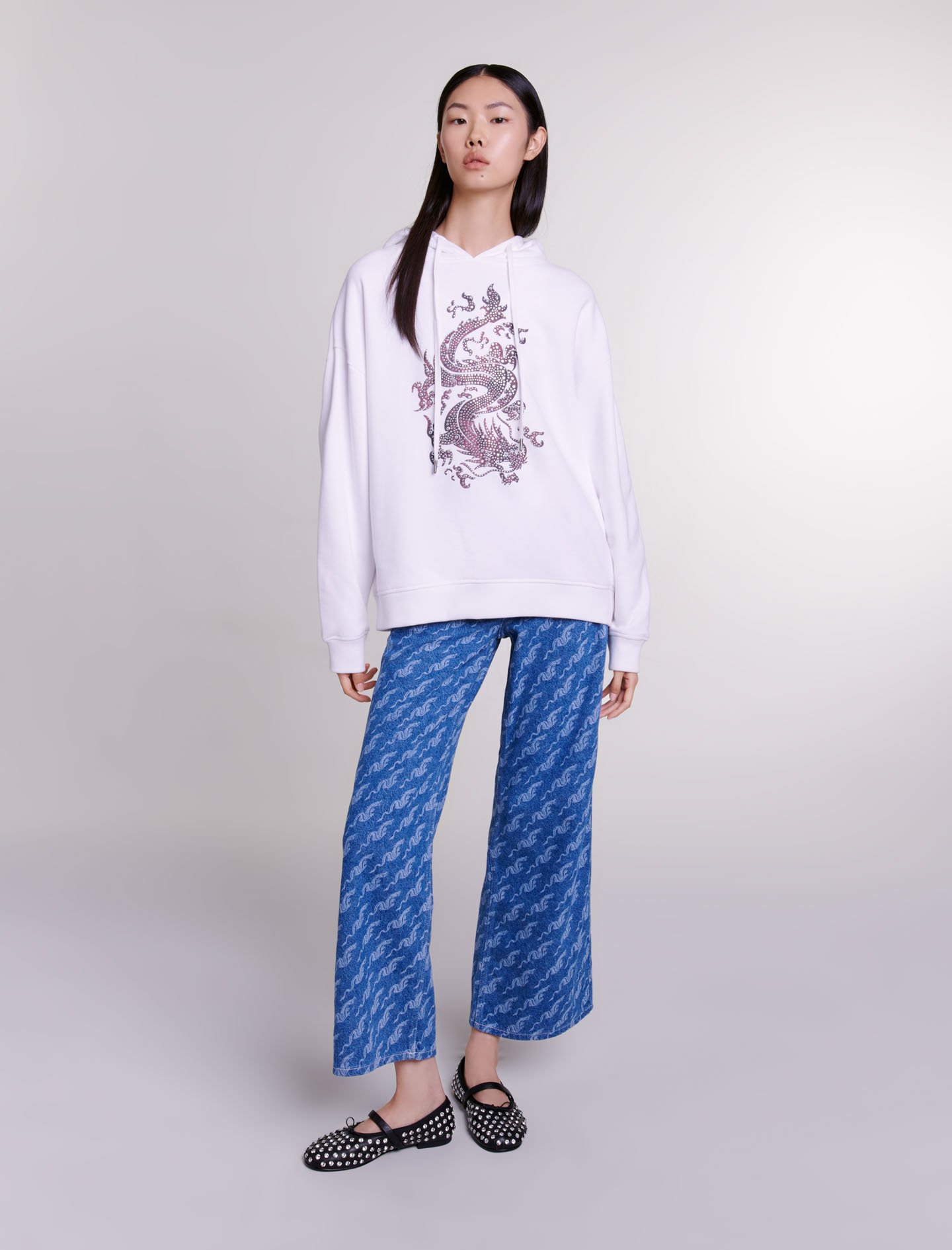 Woman's cotton Embroidery: Oversized sweatshirt for Spring/Summer, size Woman-50% Off -US L / FR 3, in color White / White