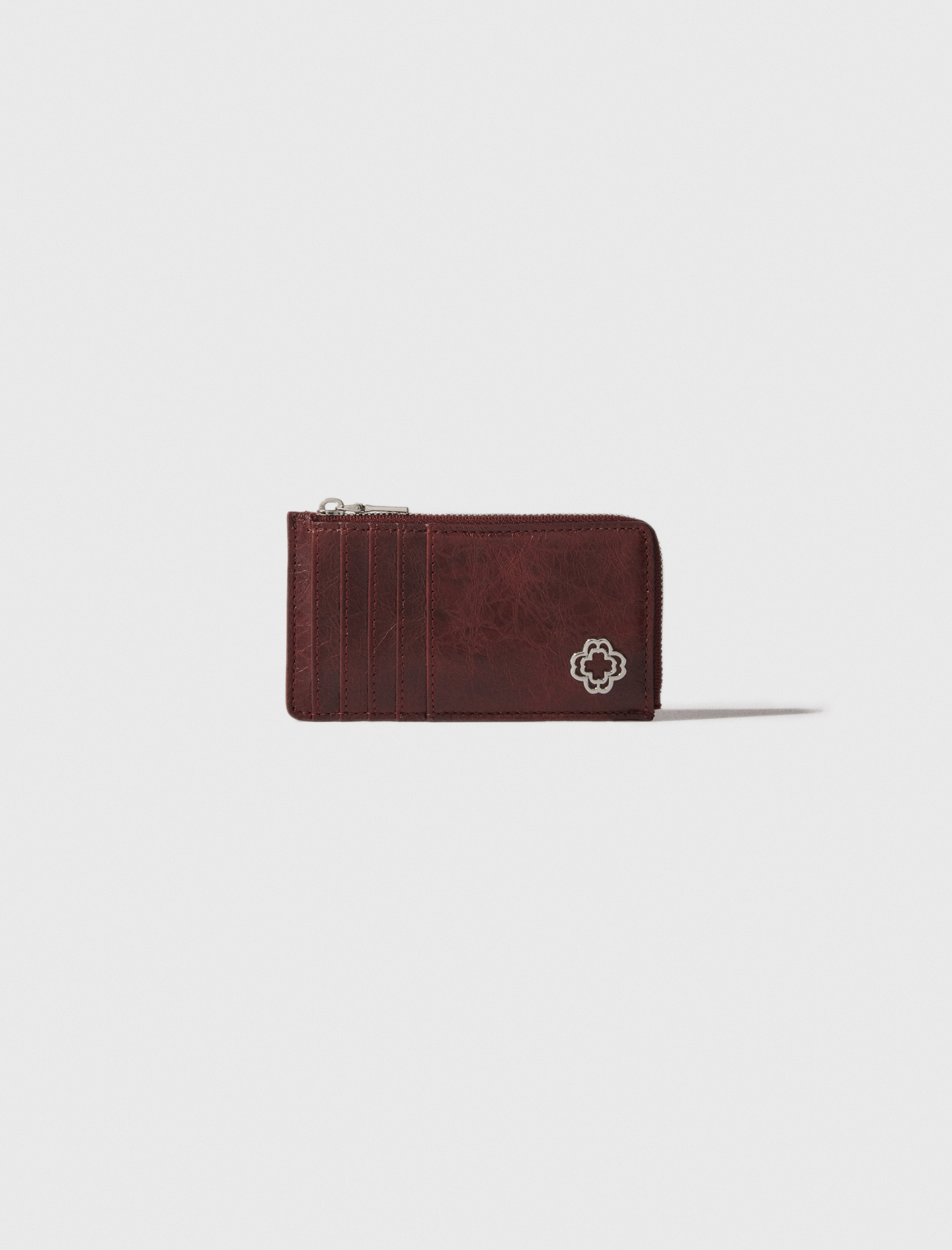 Woman's leather Crackled leather cardholder for Fall/Winter, size One Size, in color Burgundy /