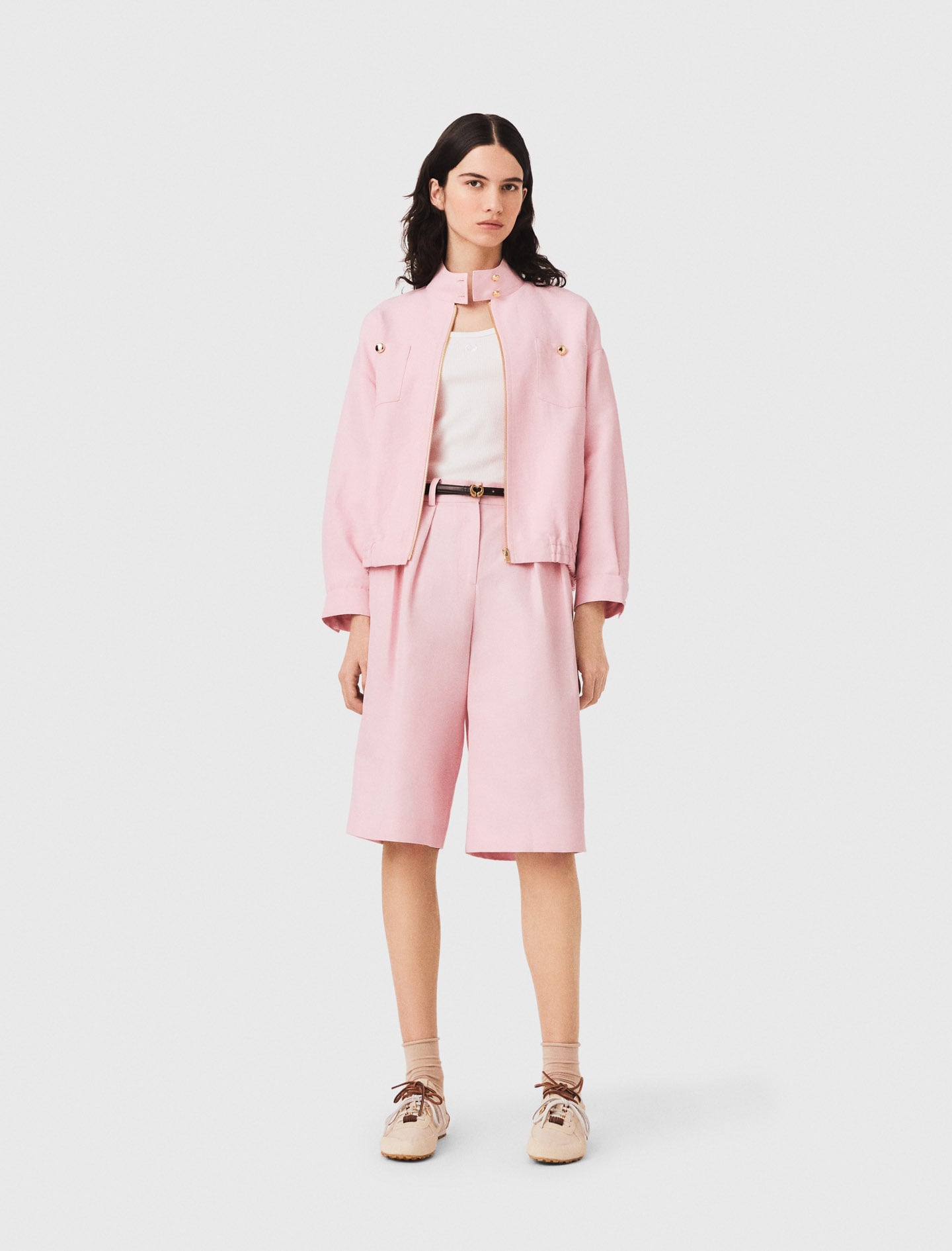 Linen blend bomber jacket Pink For Women | Maje