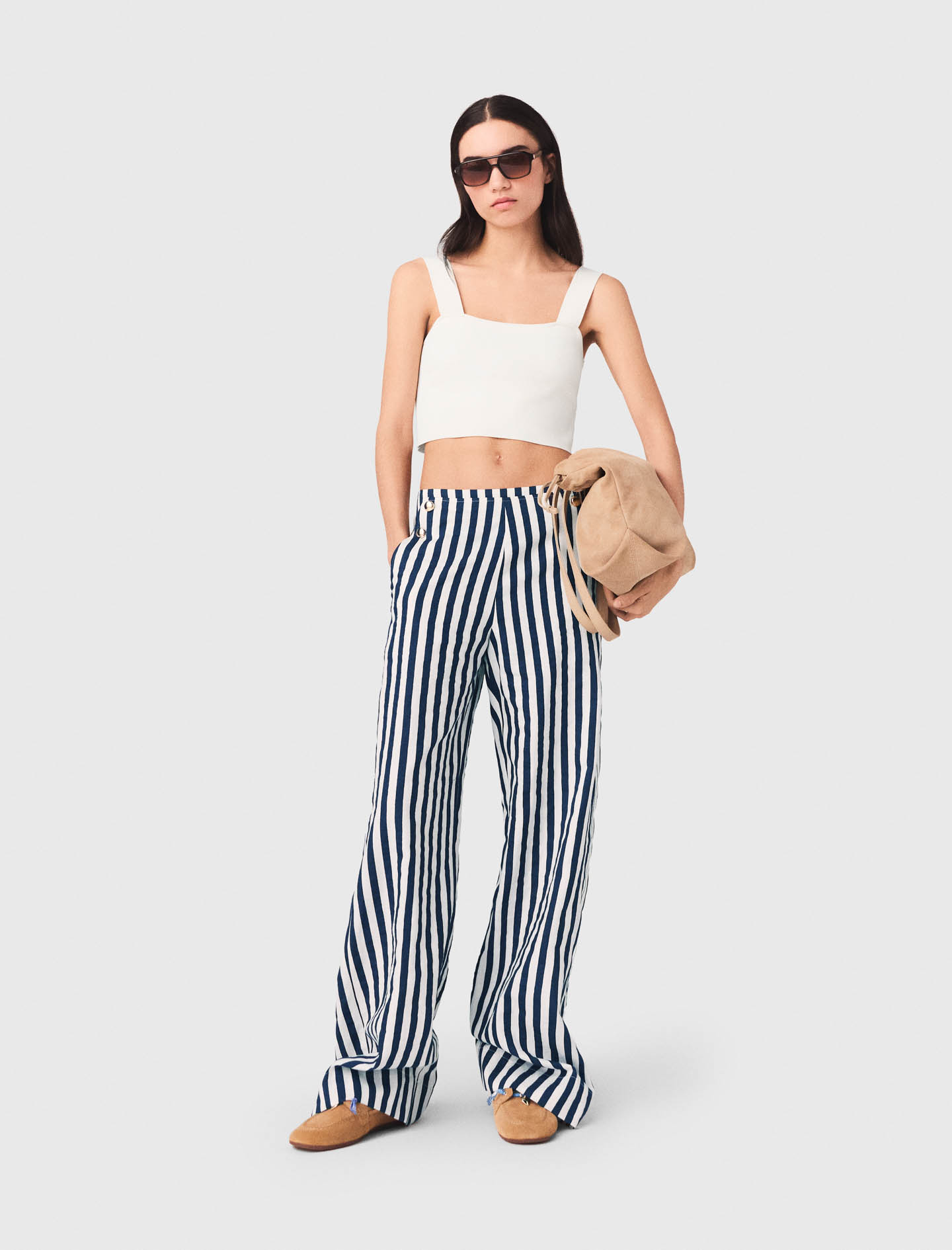 Linen blend sailor trousers White For Women | Maje