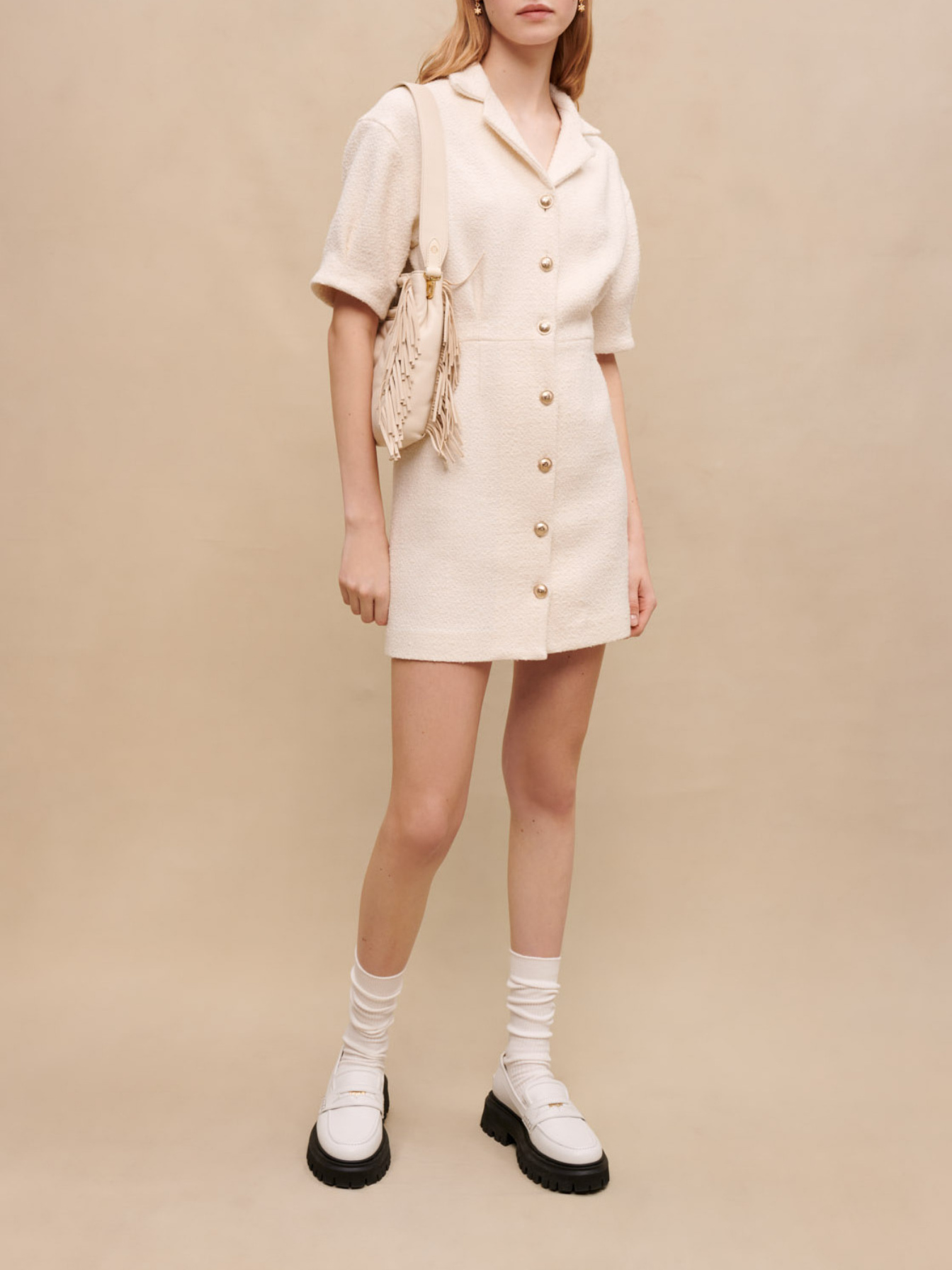 【25SS NEW】MiuMiu_women / ショート コットン ドレス /White Short cotton dress White for Women | Maje
