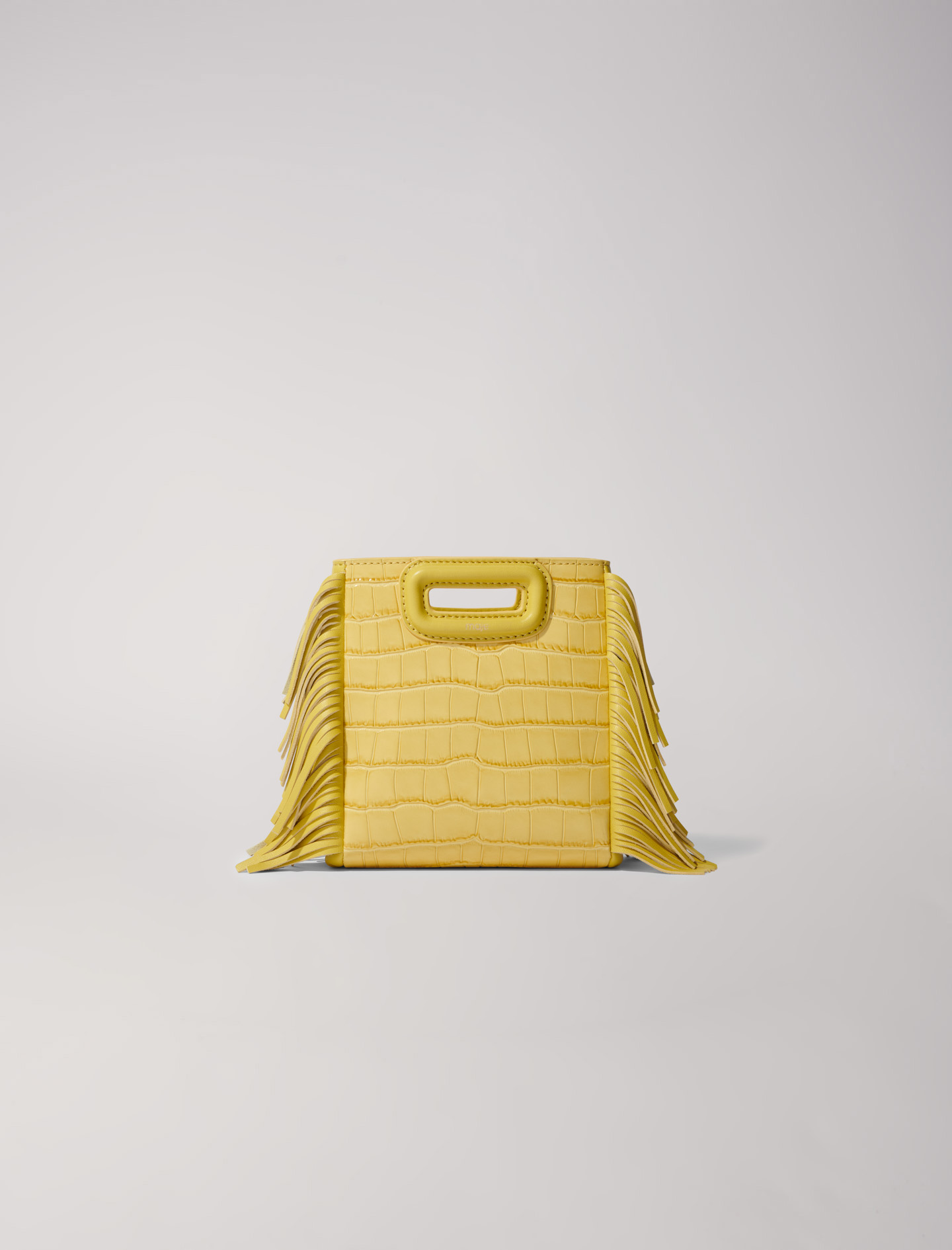 Maje Woman's polyester Chain: Mini embossed-leather M bag with chain, in color Yellow / Yellow