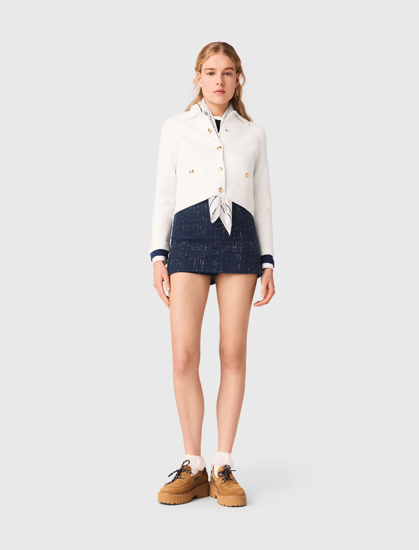Layered effect embellished skort Blue For Women | Maje