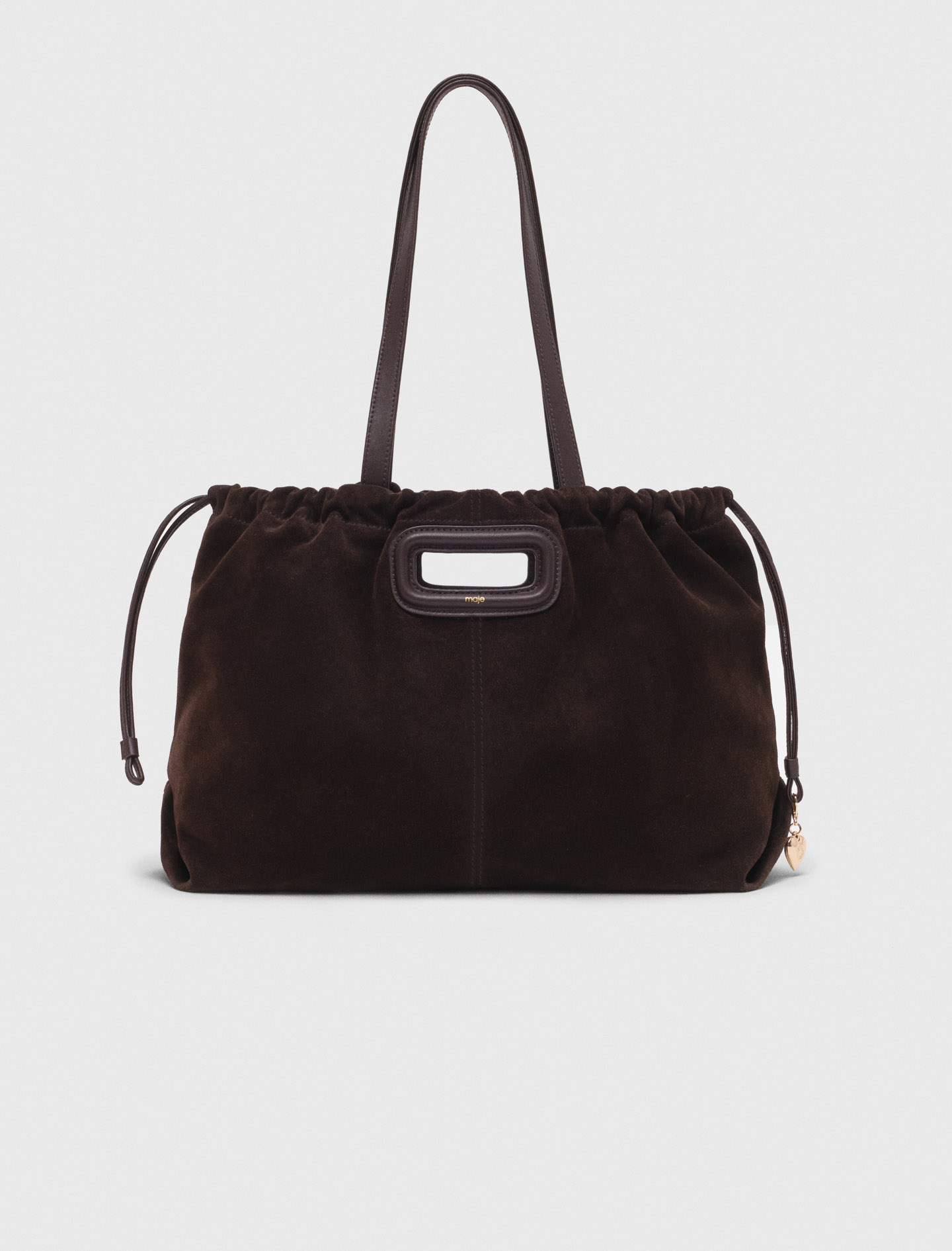 Suede Milpli tote bag Brown For Women | Maje