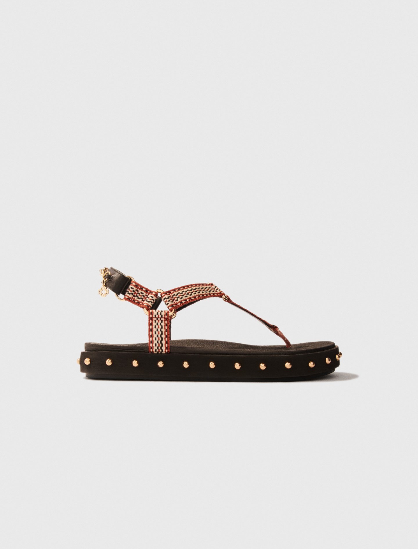 Woman's leather Flat rope and leather sandals for Spring/Summer, size 6.5, in color Black / Black