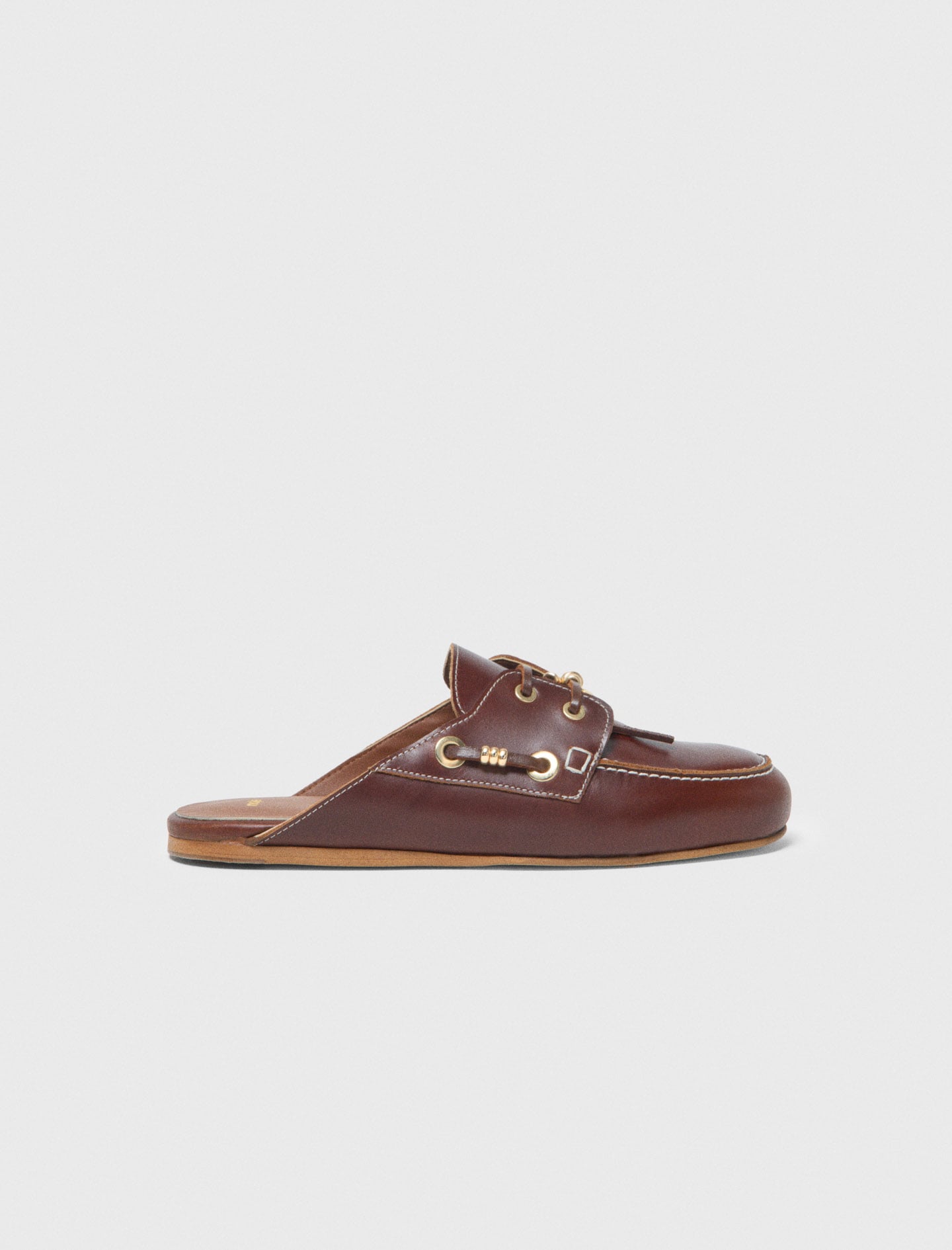 Leather boat mules Natural For Women | Maje