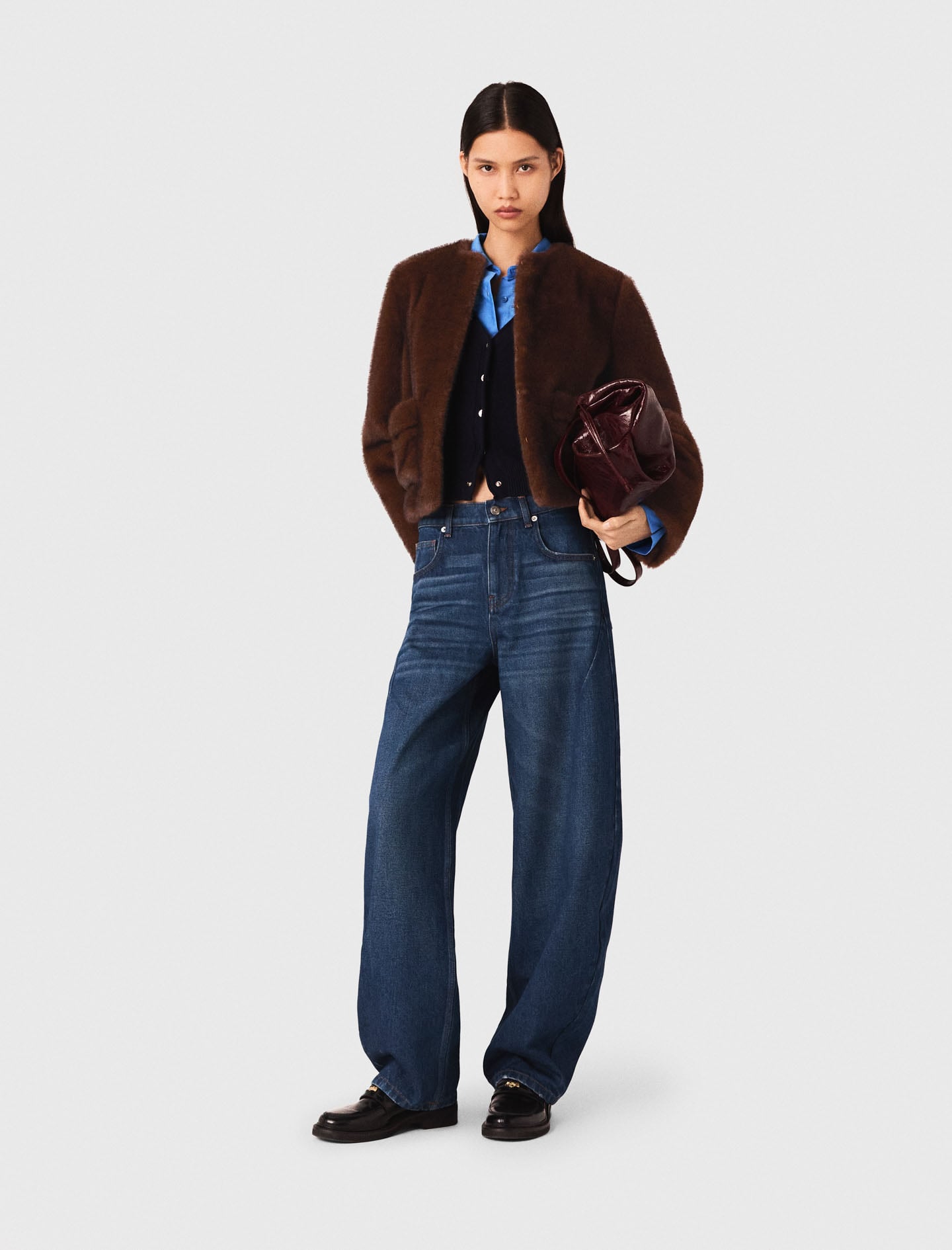 Short faux fur coat Brown For Women | Maje