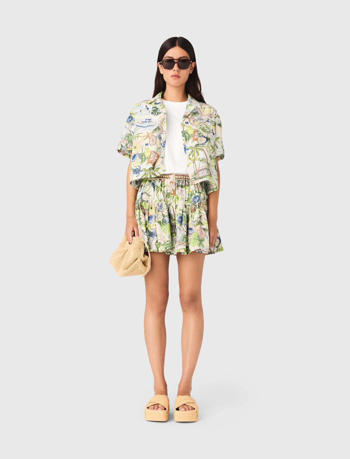 Patterned cropped shirt White For Women | Maje