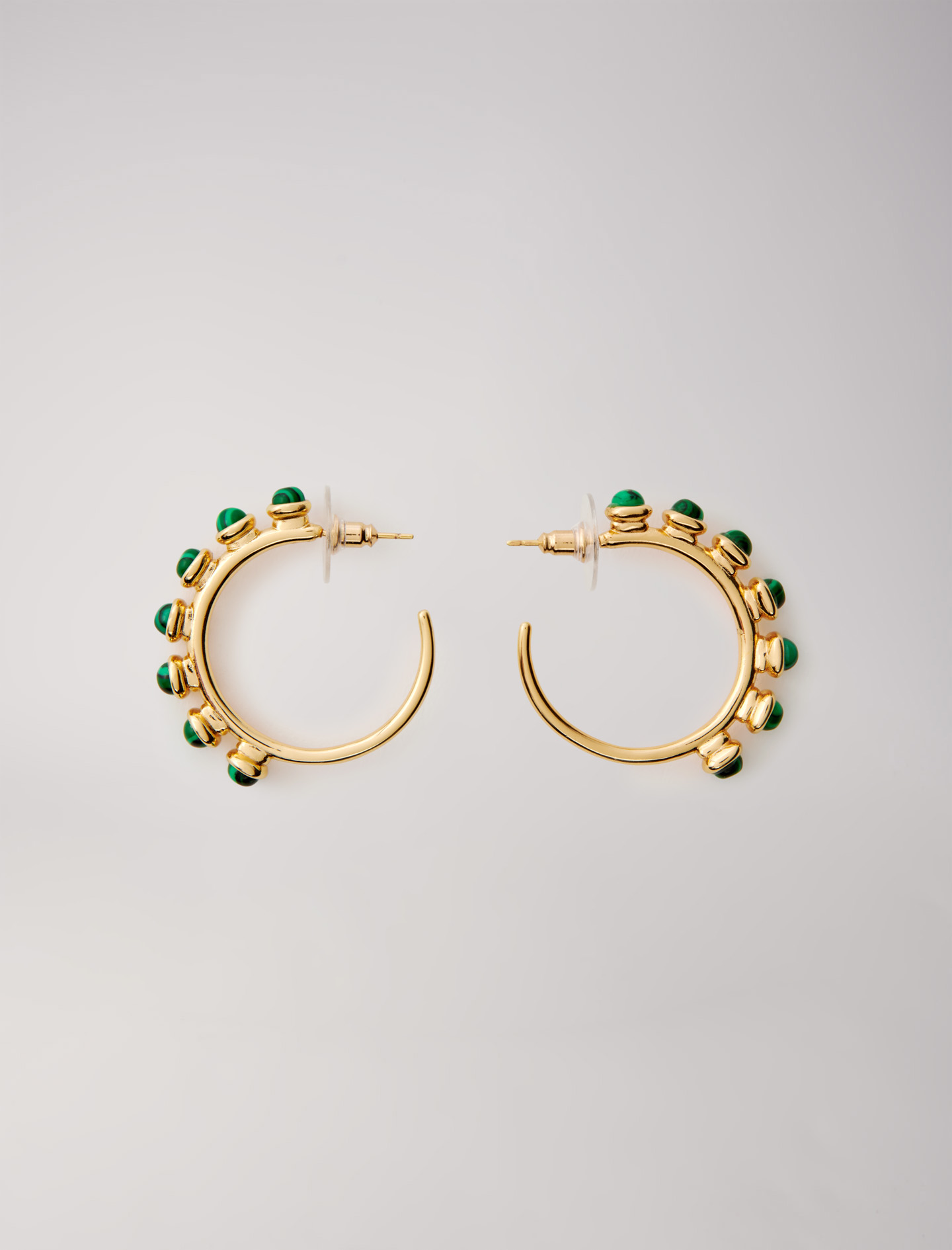 Maje Woman's malachite Jewellery: Rhinestone earrings for Fall/Winter, in color Gold / Yellow