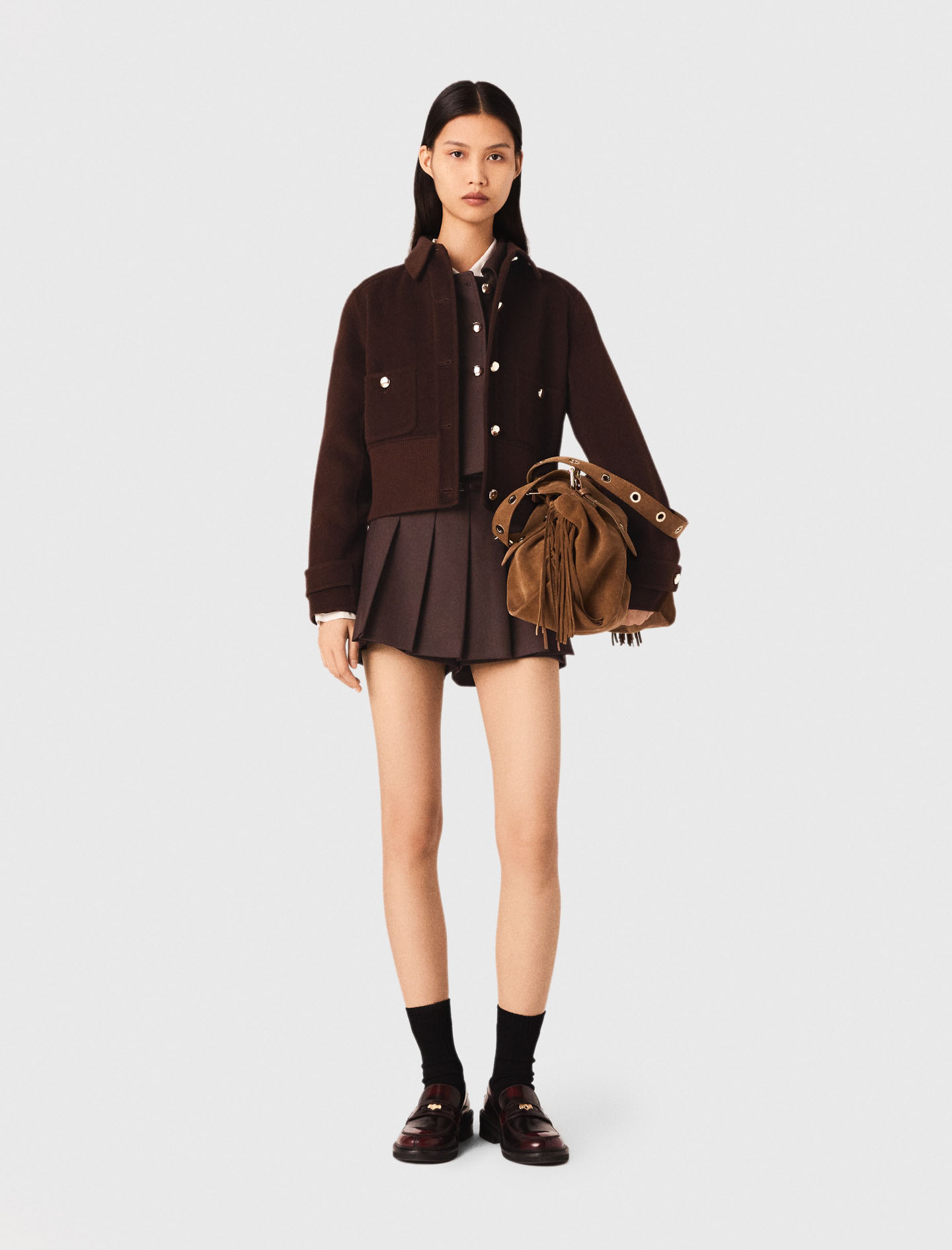 Short cropped coat Brown For Women | Maje