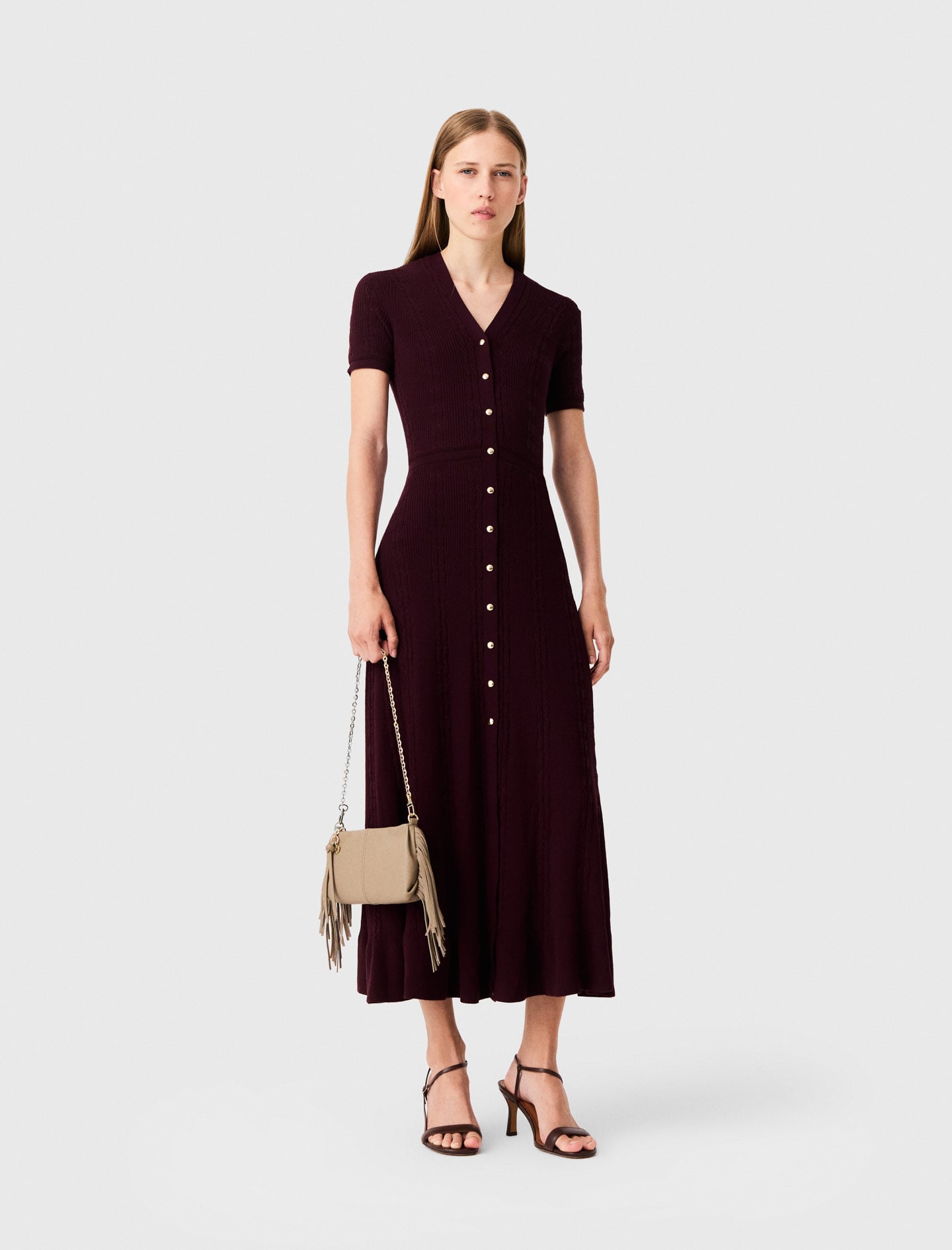 maje red maxi dress Knit maxi dress Red For Women