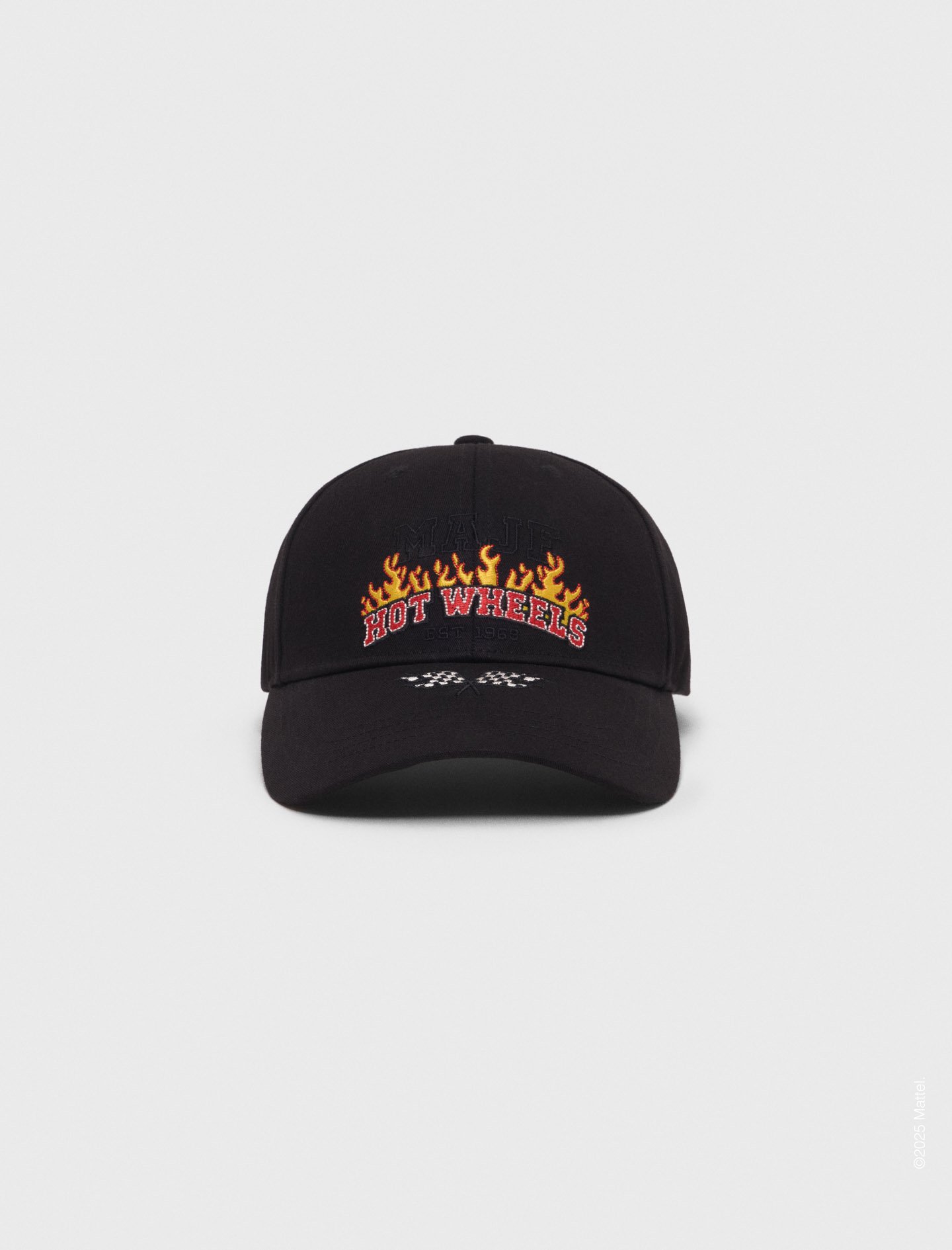 Woman's cotton Hot Wheels x Maje cotton cap for Fall/Winter, size One Size, in color Black / Black