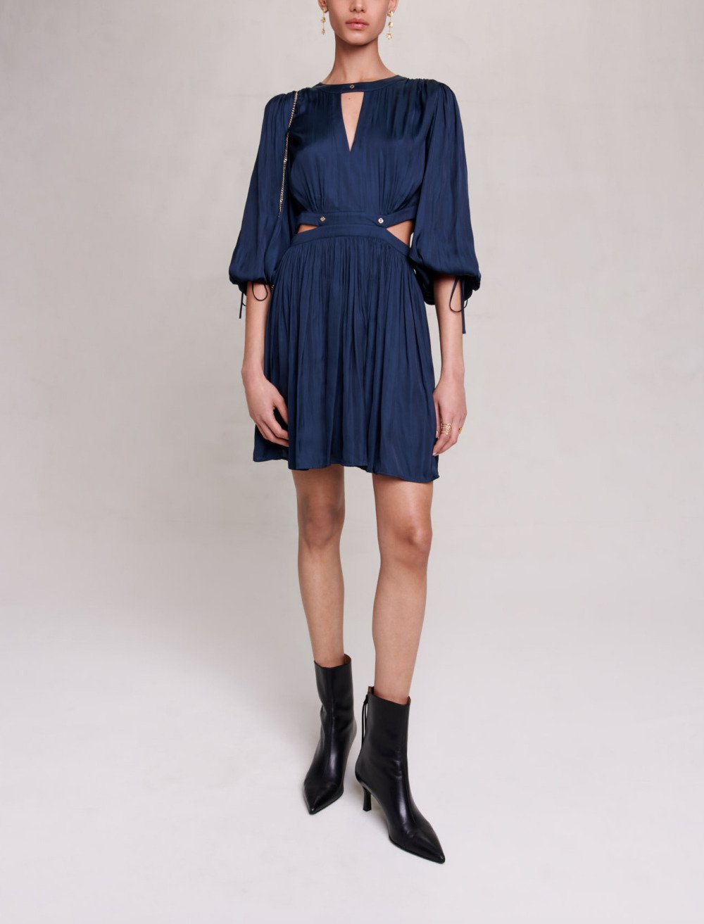 Maje Woman's polyester Short satin dress for Fall/Winter, in color Navy / Blue