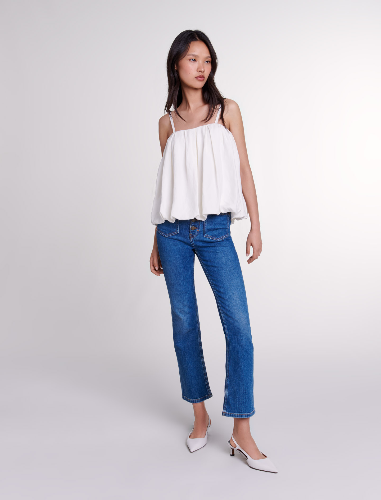 Woman
s viscose, Strappy top for Fall/Winter, size Woman-Tops 
Shirts-US L / FR 3, in color White / White