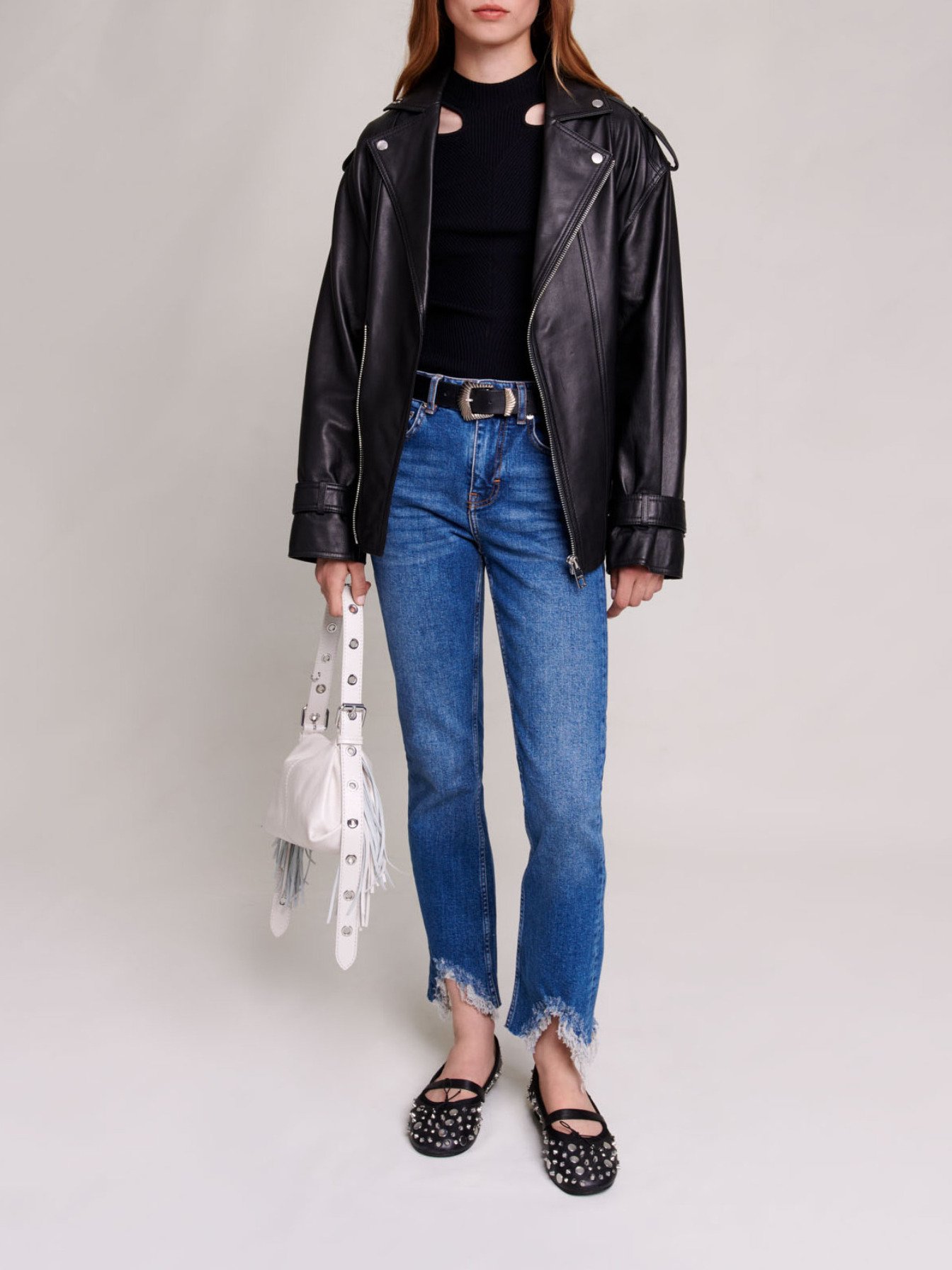 Maje Woman's cotton Skinny ripped jeans for Spring/Summer, in color Blue / Blue