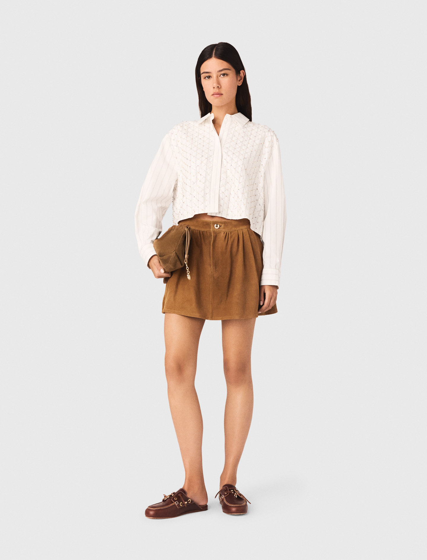 Beaded Cropped Shirt