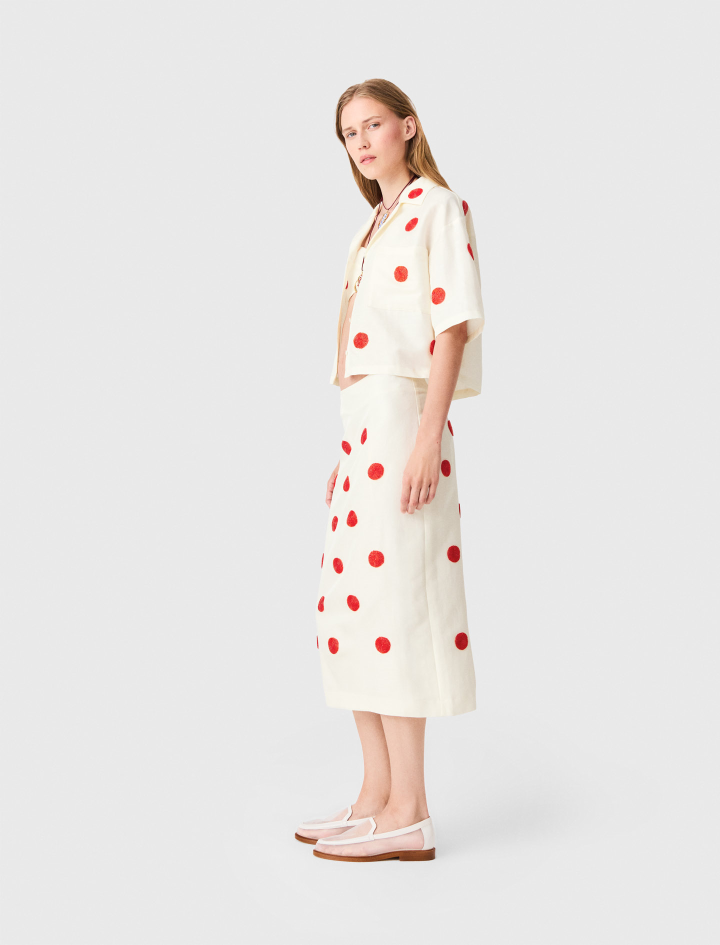 Linen-Silk Pencil Skirt