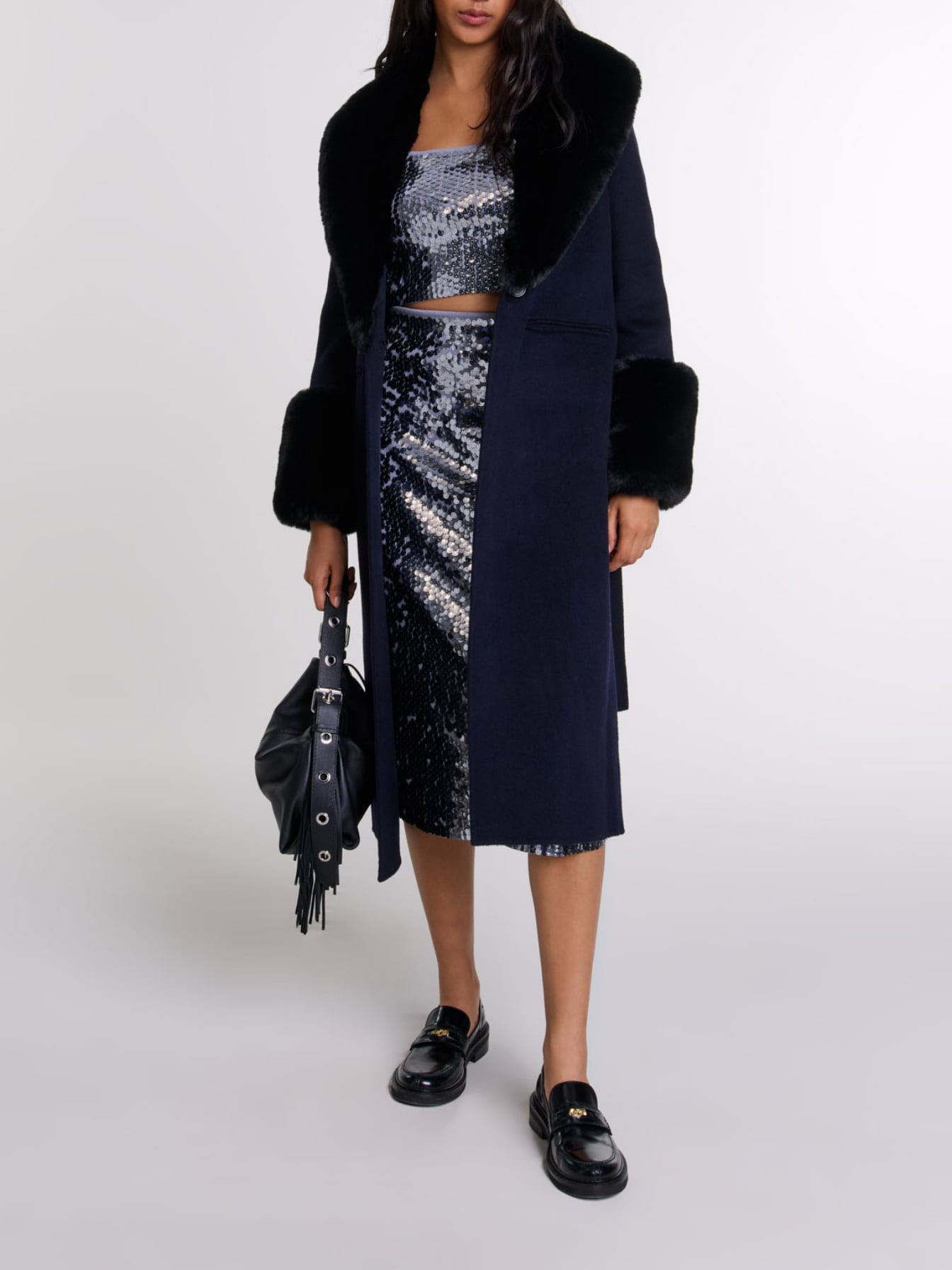 Double-faced faux fur coat